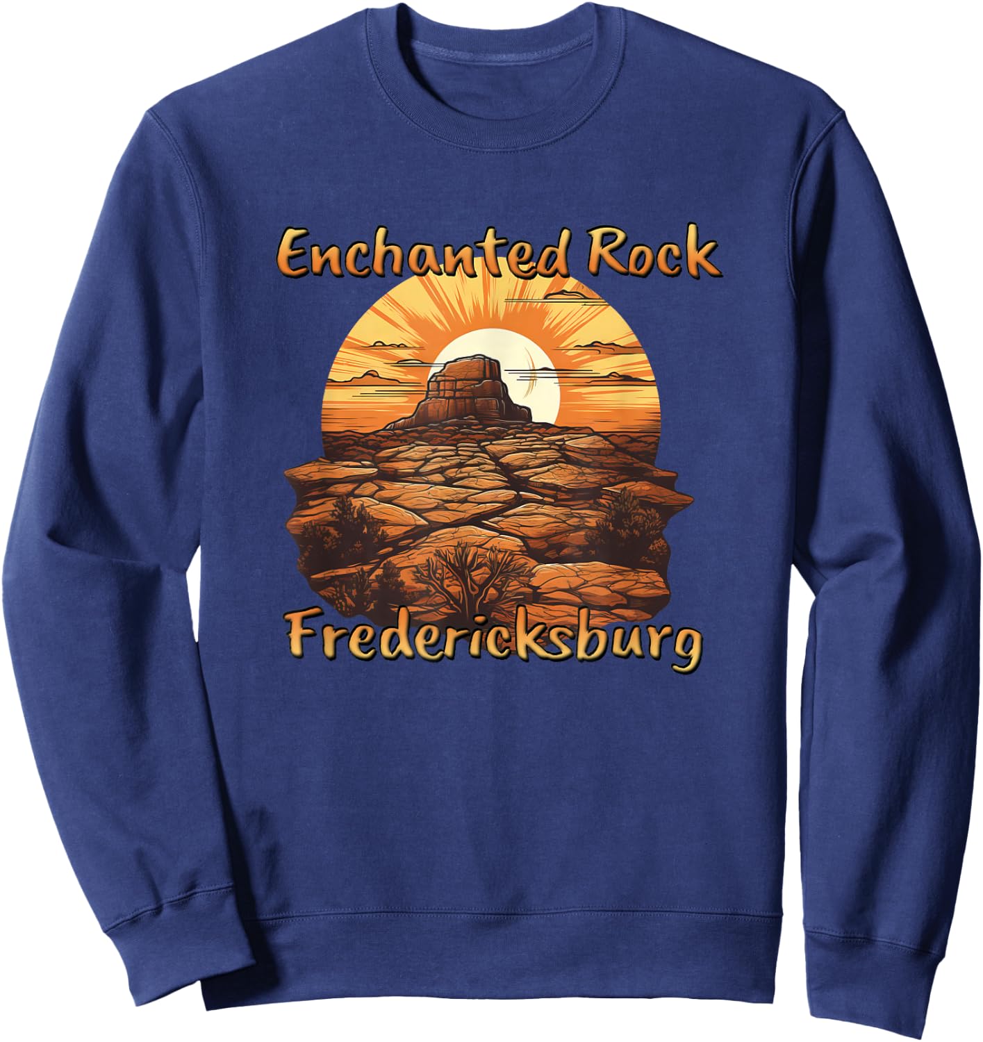 Enchanted Rock Fredericksburg Texas USA Sunset Design Sweatshirt - Sweatshirt | Navy