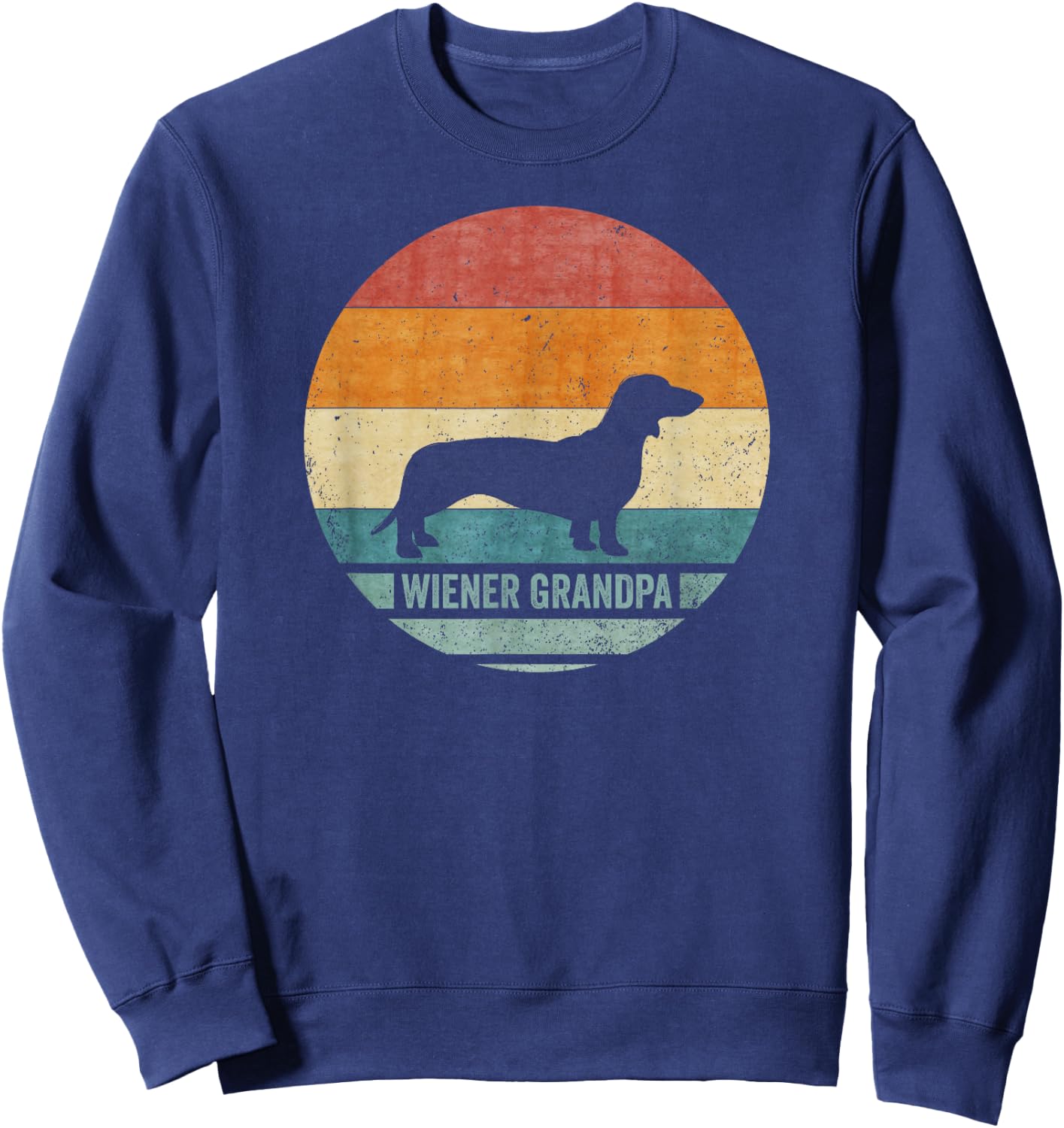 Vintage Retro Dachshund Grandpa Wiener Silhouette Puppy Love Sweatshirt - Sweatshirt | Navy