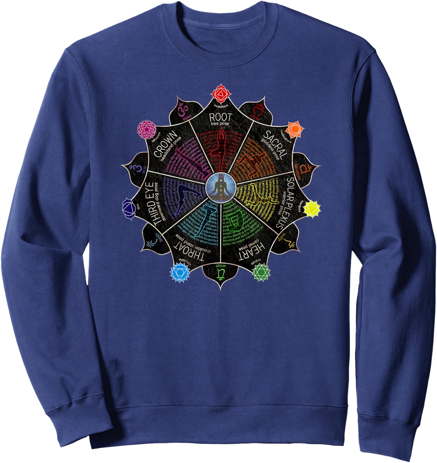 Yoga Meditation Chakra Affirmations Sweatshirt - Sweatshirt | Navy