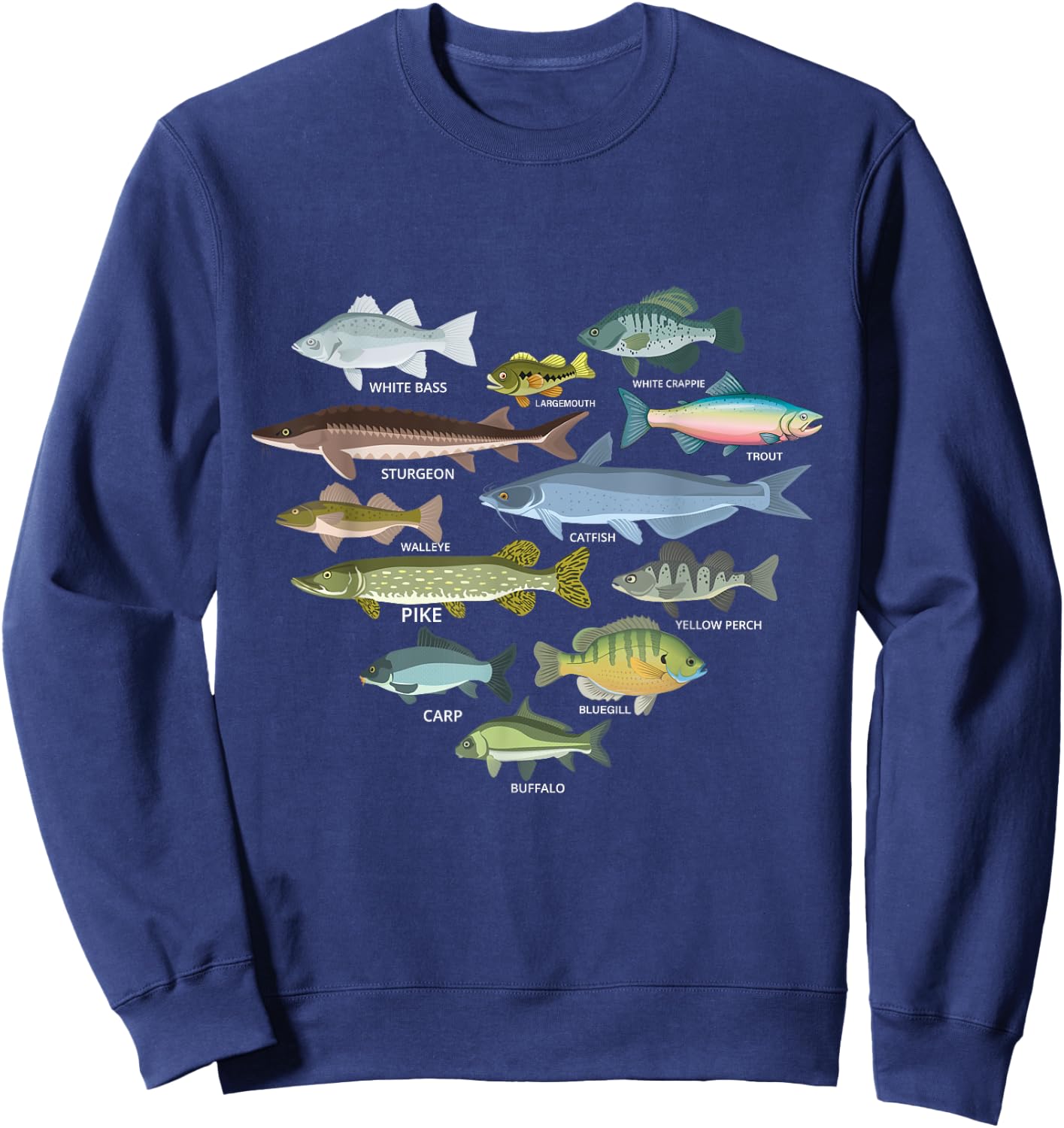 freshwater fish identification heart shape Species Fishing Sweatshirt - Sweatshirt | Navy