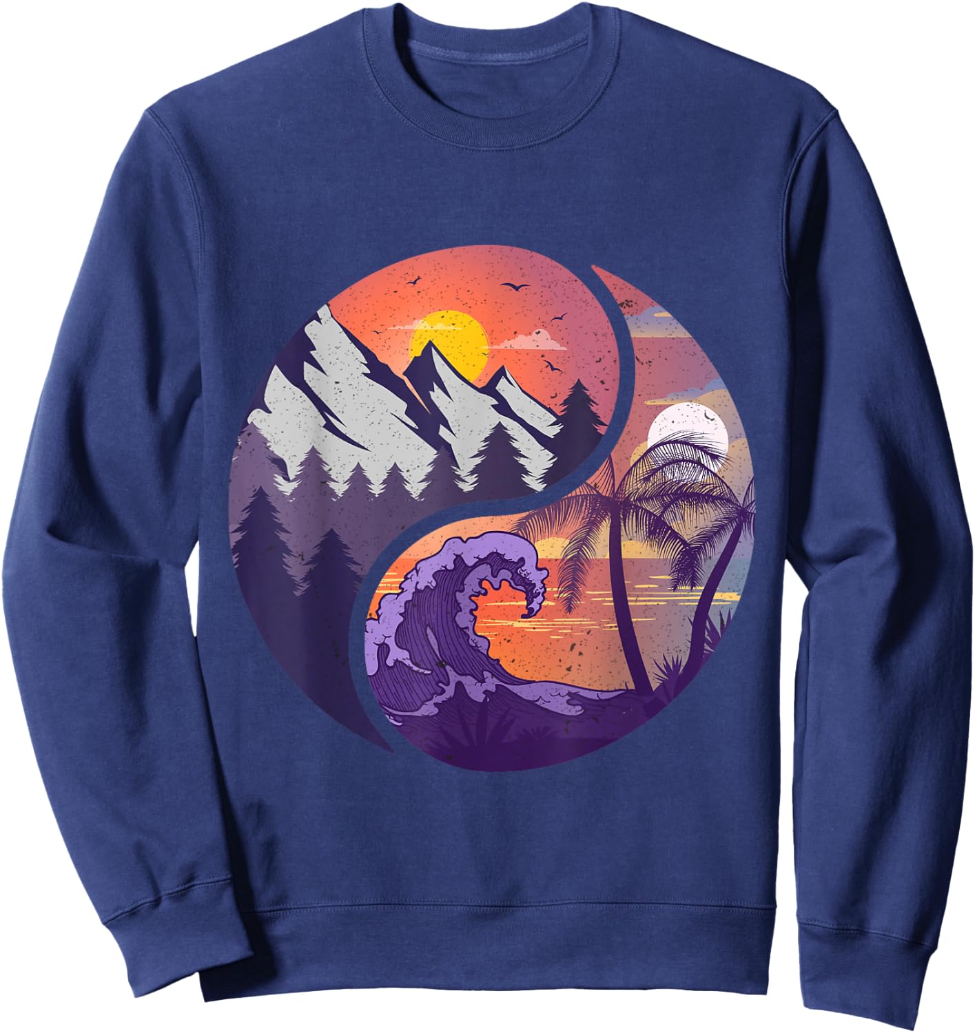 Yin Yang Mountains & Beachscapes Sweatshirt - Sweatshirt | Navy