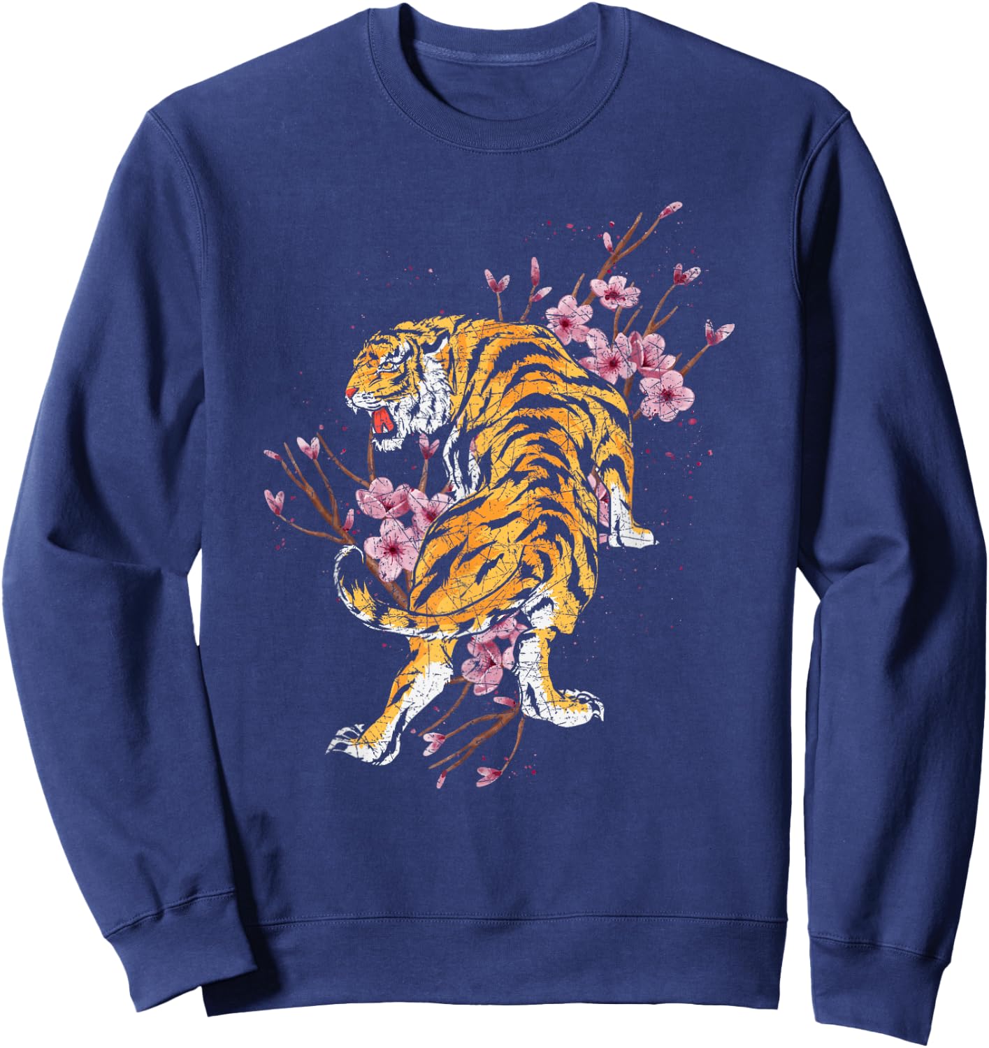 Cherry Blossom Tiger Sweatshirt - Sweatshirt | Navy