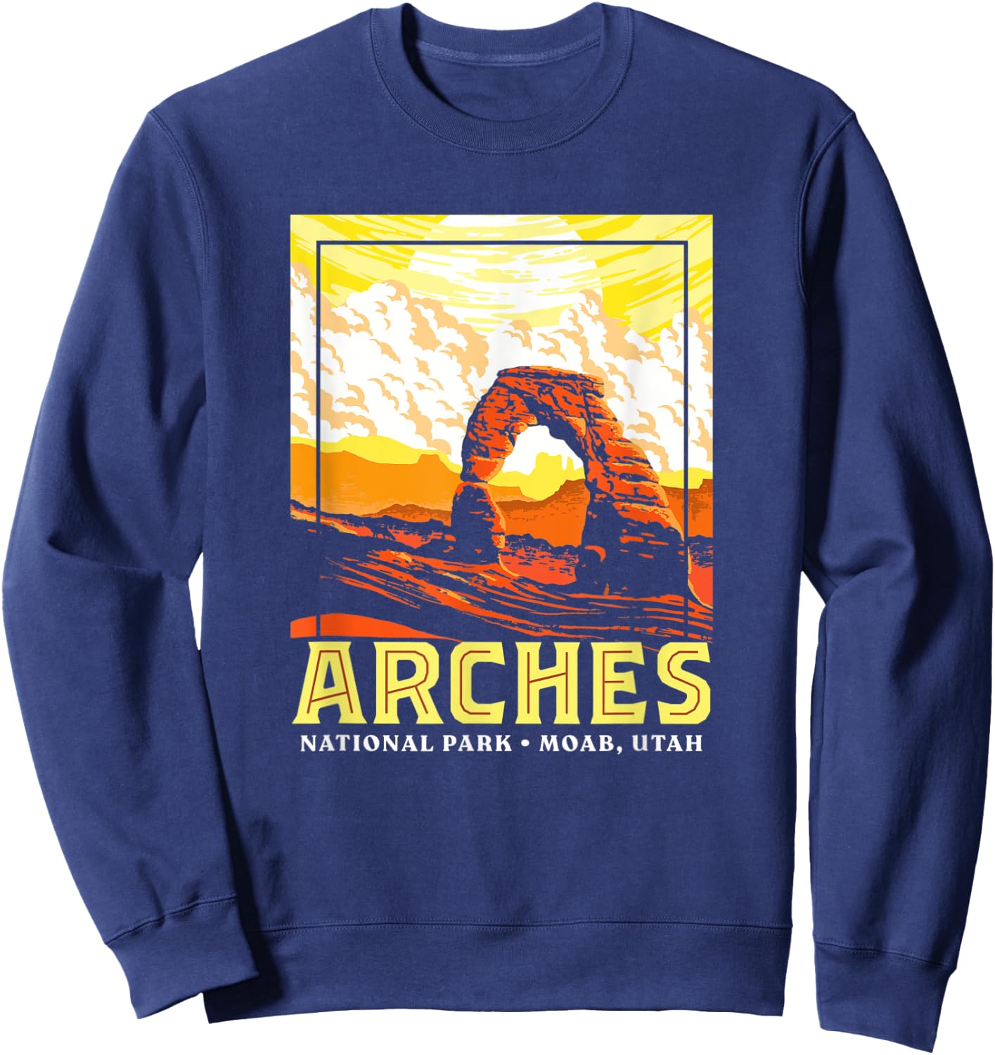 Arches National Park Retro WPA Style Vintage Graphic Sweatshirt - Sweatshirt | Navy
