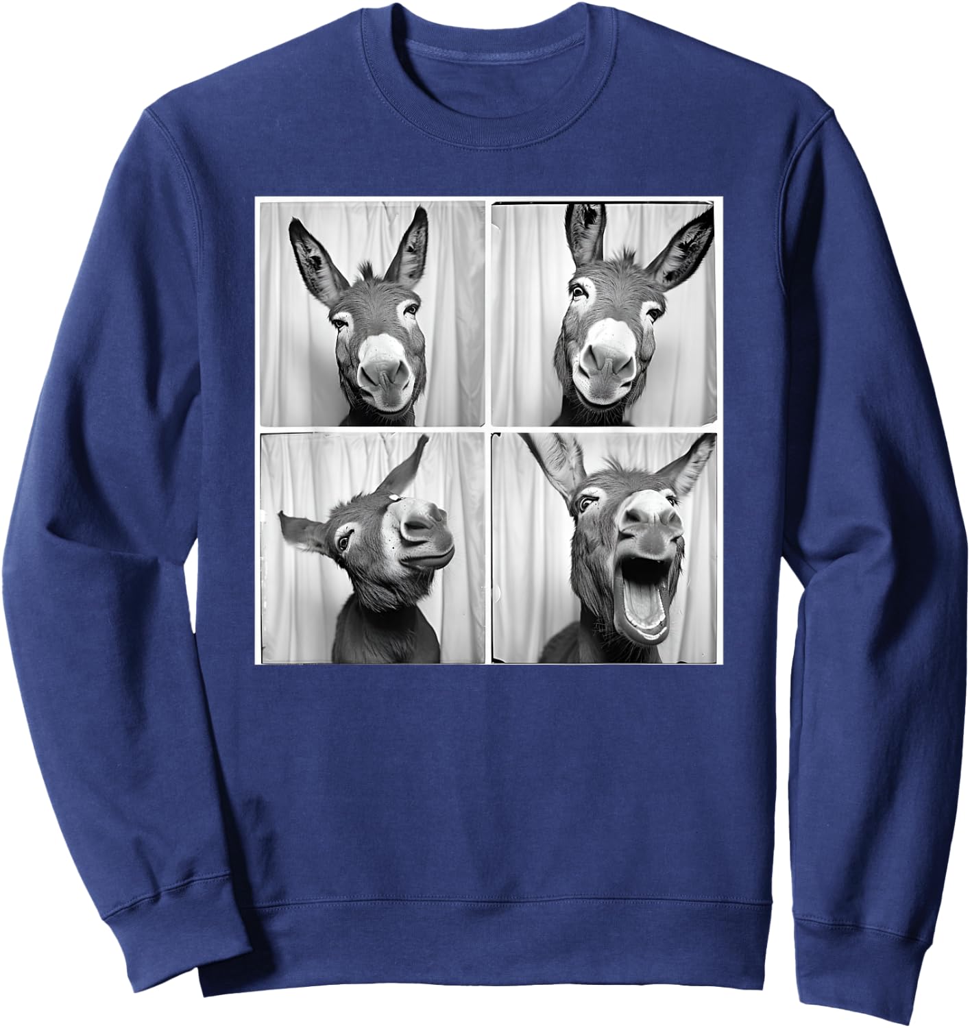 Laughing Donkey Face Quirky Farm Farming Funny Donkey Sweatshirt - Sweatshirt | Navy
