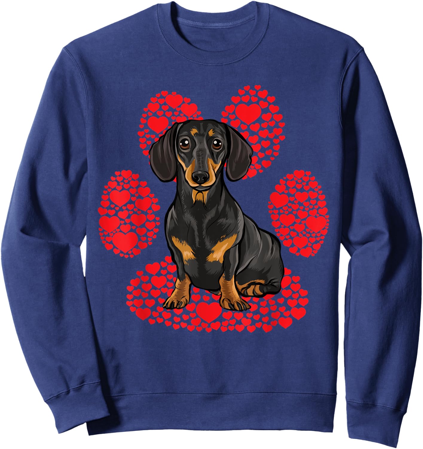 Black Dachshund Valentines Day Dog Love Paw Women Kids Sweatshirt - Sweatshirt | Navy