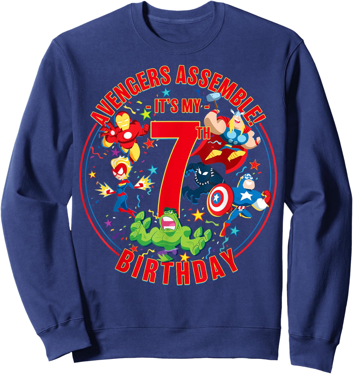Marvel Avengers Assemble It's My 7th Birthday Sweatshirt - Sweatshirt | Navy