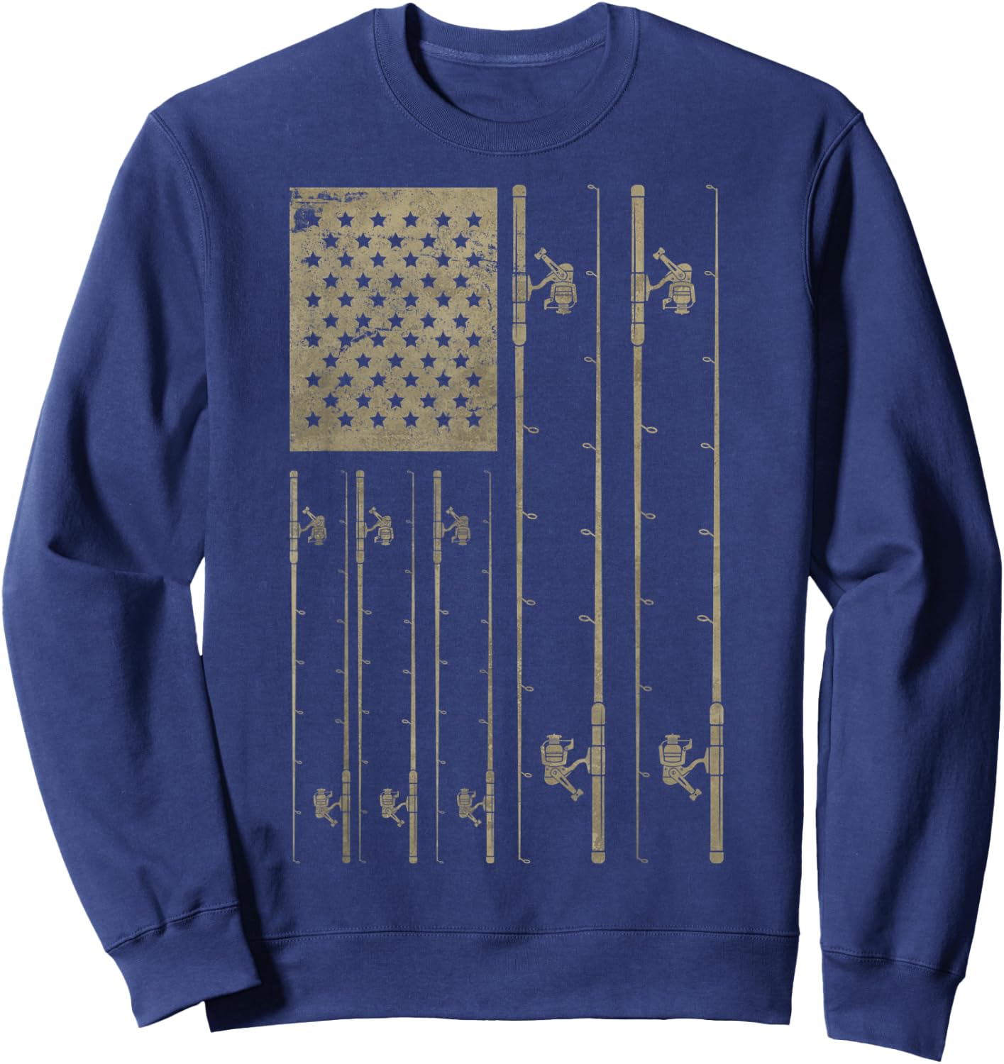 Fishing American Flag Gift Fisherman USA Flag Fishing Sweatshirt - Sweatshirt | Navy
