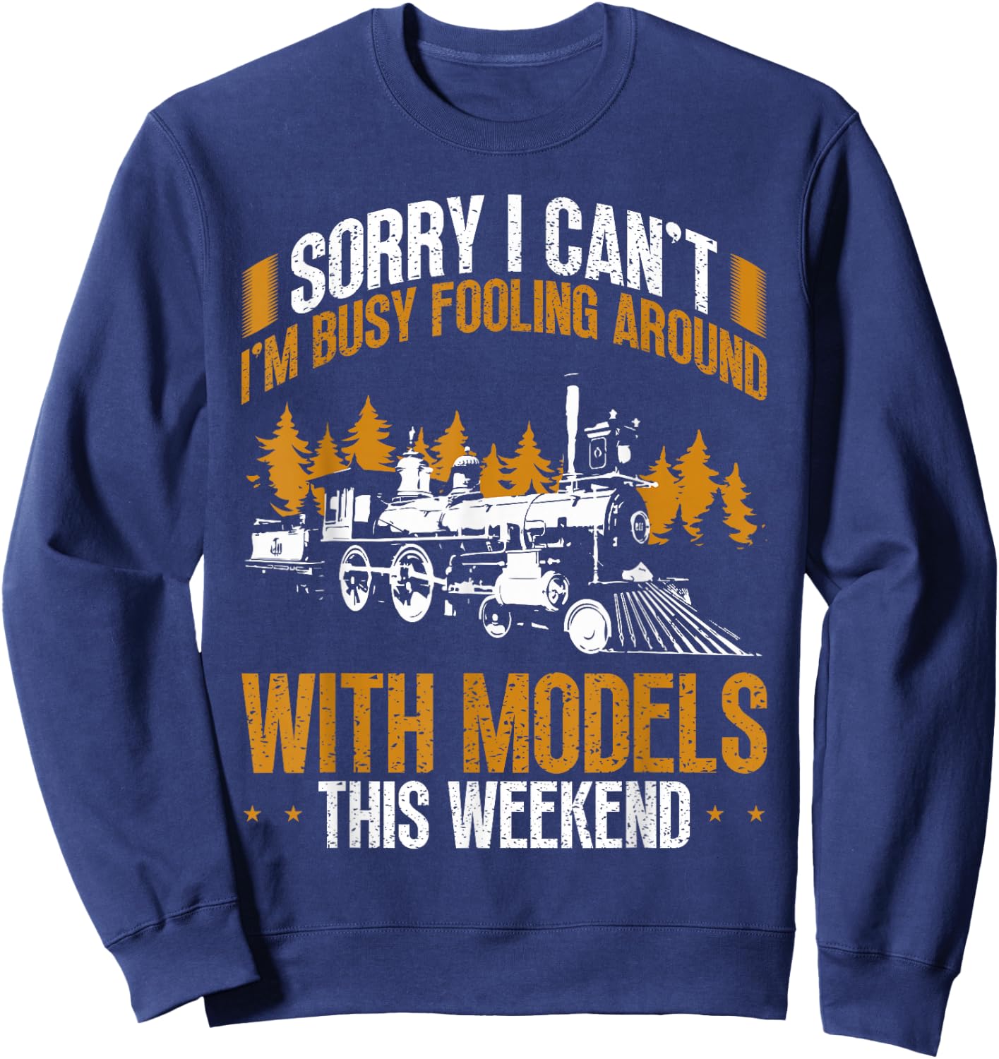 Vintage Model Train Railroad Engineer Hobbyist Sweatshirt - Sweatshirt | Navy