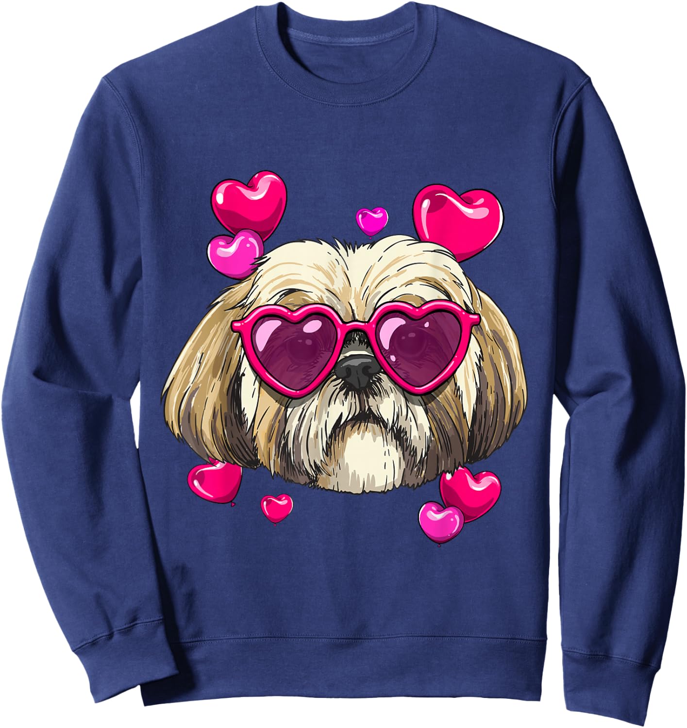 Valentines Shih Tzu Shirt Pet Dog Face Heart Shih Tzu Lover Sweatshirt - Sweatshirt | Navy