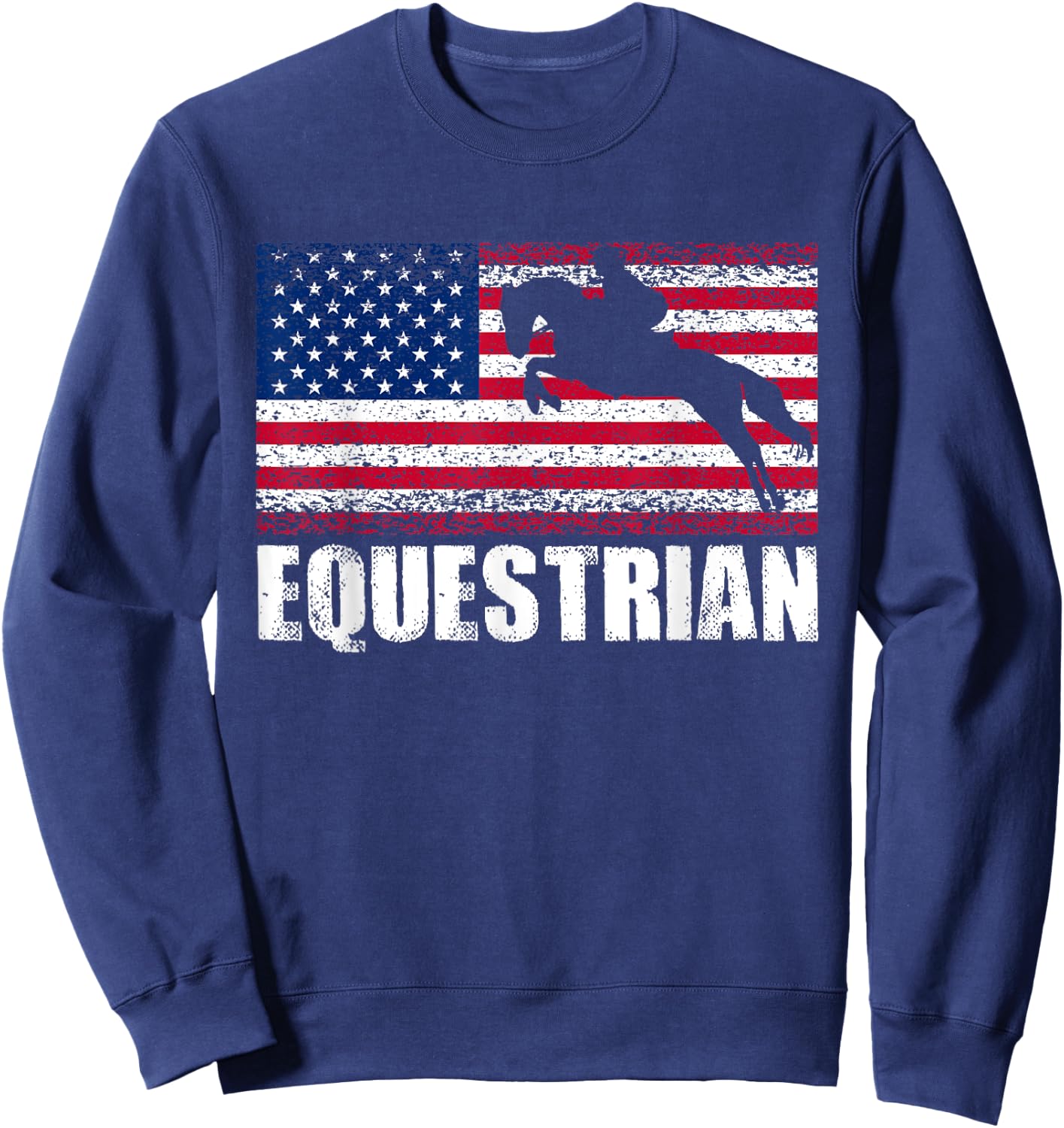 Equestrian Sports, American Flag, USA America, Horse Riding Sweatshirt - Sweatshirt | Navy