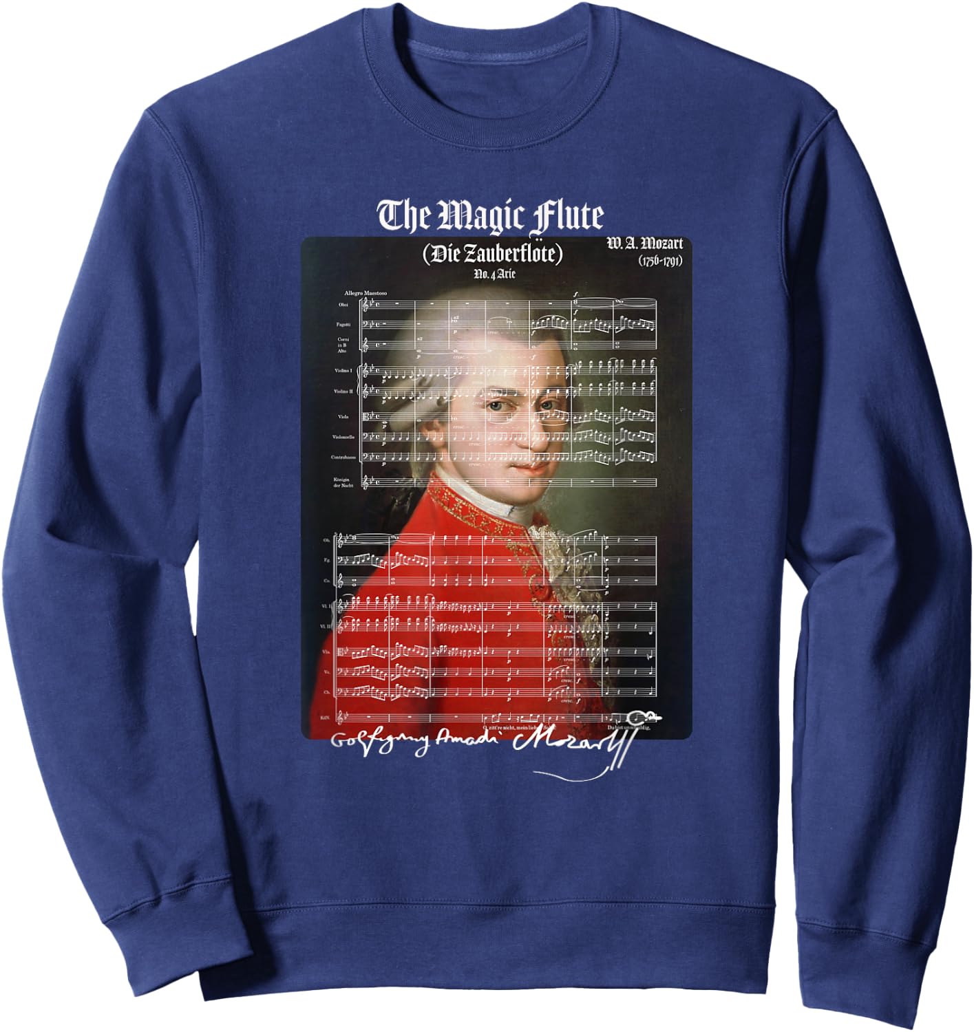 Mozart Lovers The Magic Flute Aria 4 Design Sweatshirt - Sweatshirt | Navy