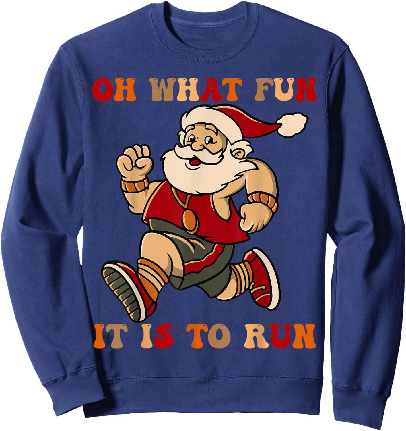 Sarcastic Santa Running Last Minute Christmas Runner Sweatshirt - Sweatshirt | Navy