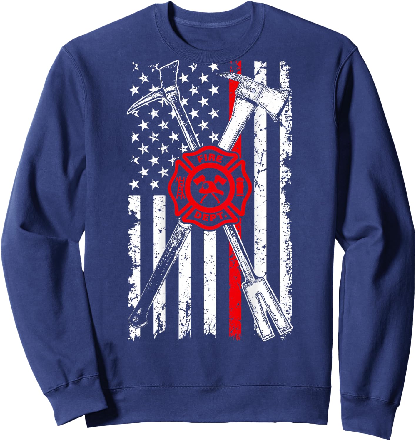 Firefighter Son Patriotic Gifts Axe Halligan Thin Red Line Men Sweatshirt - Sweatshirt | Navy