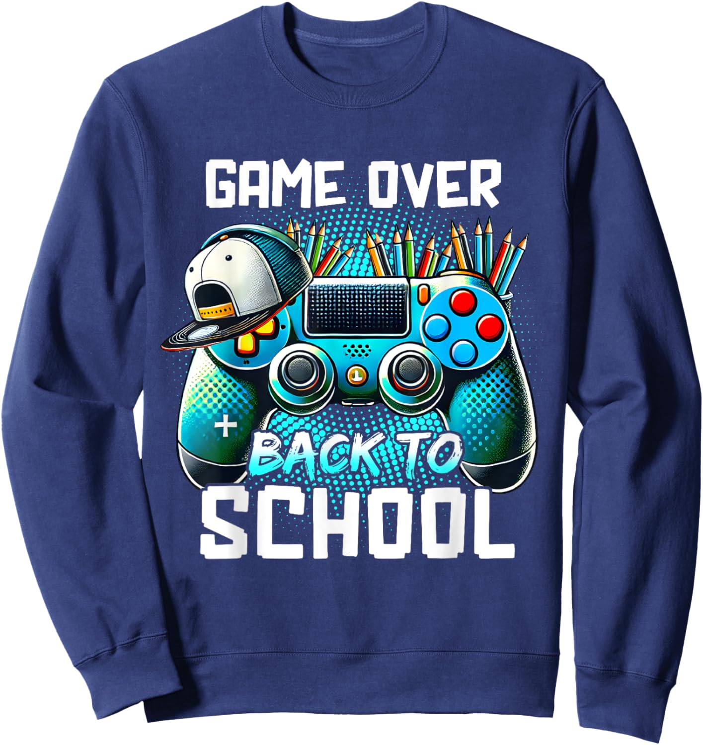 Back To School Kids Boy Student Game Over Back To School Sweatshirt - Sweatshirt | Navy