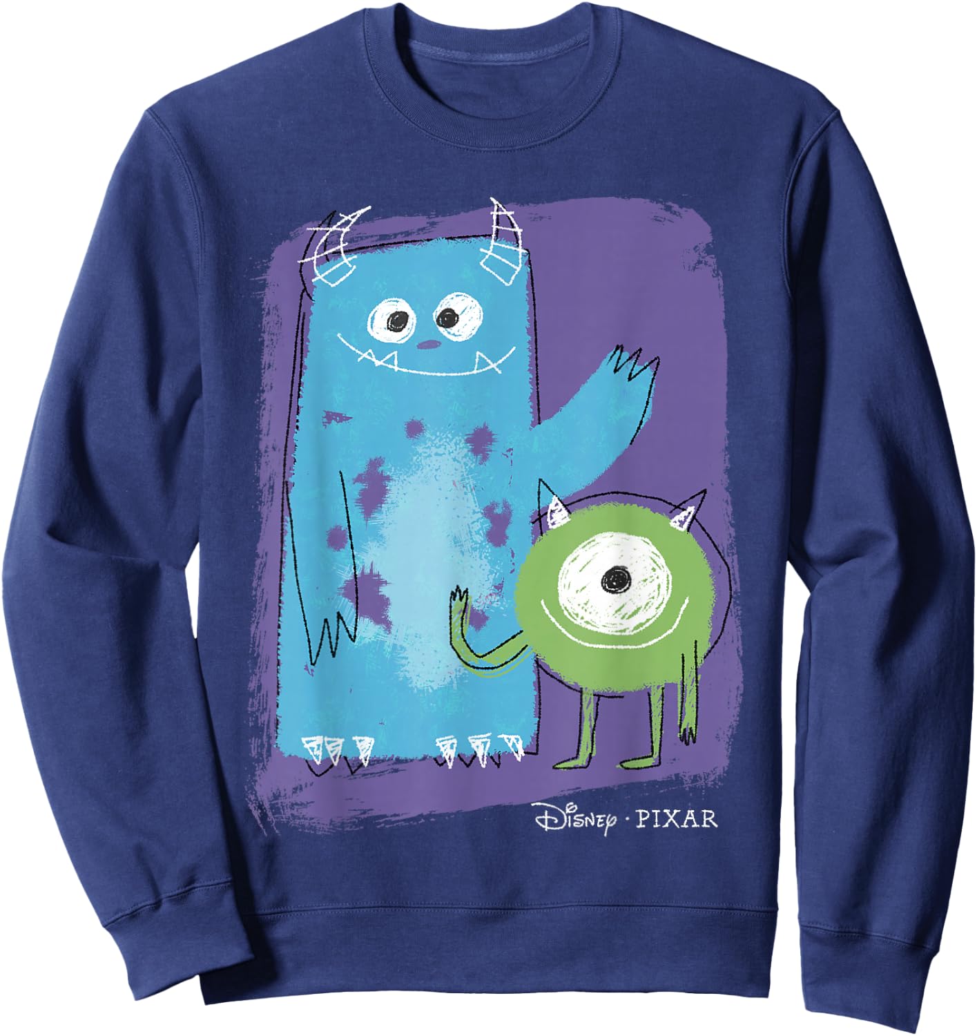 Disney Pixar Monster's Inc. Mike & Sully Painted Sketch Sweatshirt - Sweatshirt | Navy