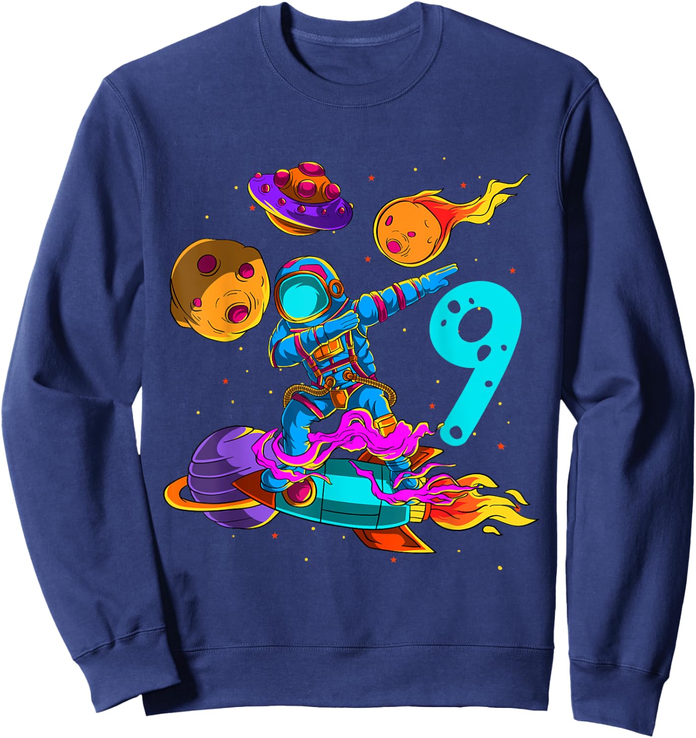 9 years Birthday Boys Astronaut 9th Birthday Boys Astronaut Sweatshirt - Sweatshirt | Navy