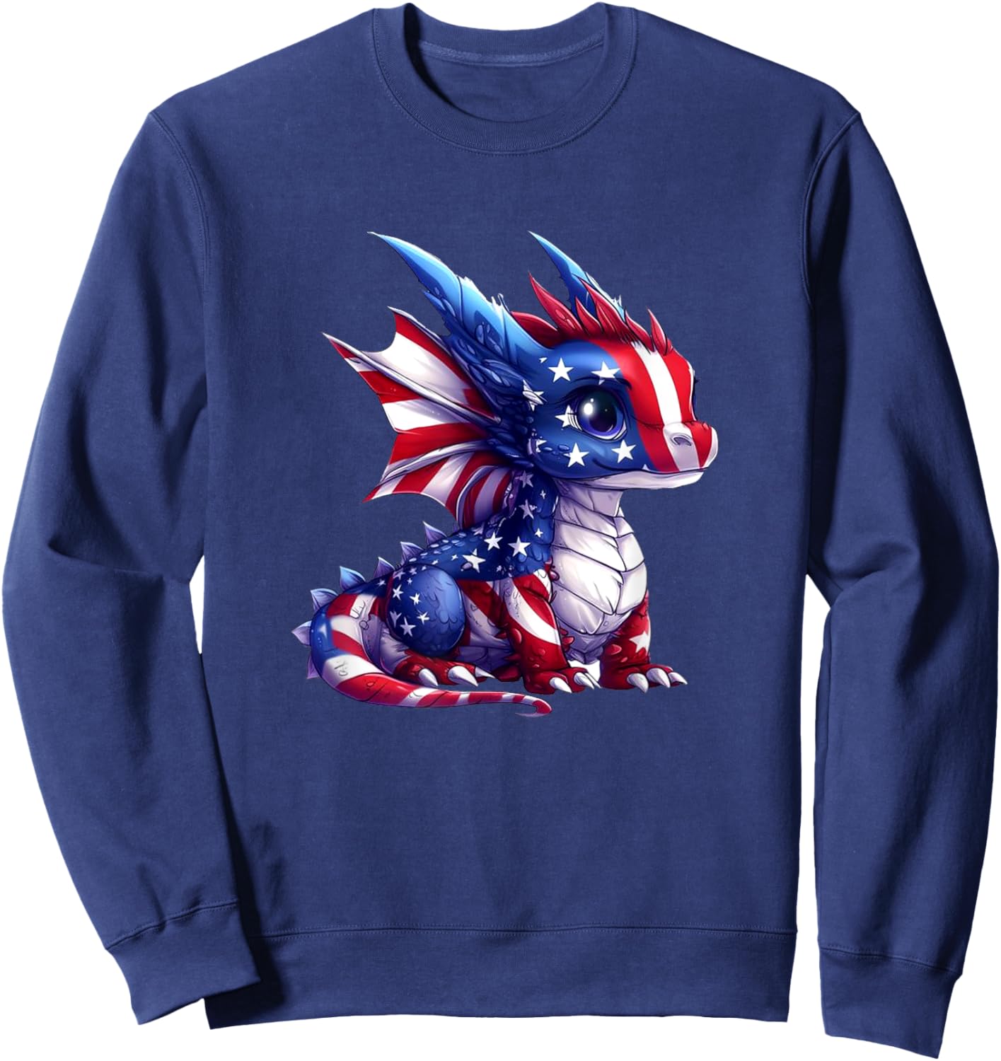 Dragon American Flag Proud USA Patriot Dragon Lover Men Kid Sweatshirt - Sweatshirt | Navy