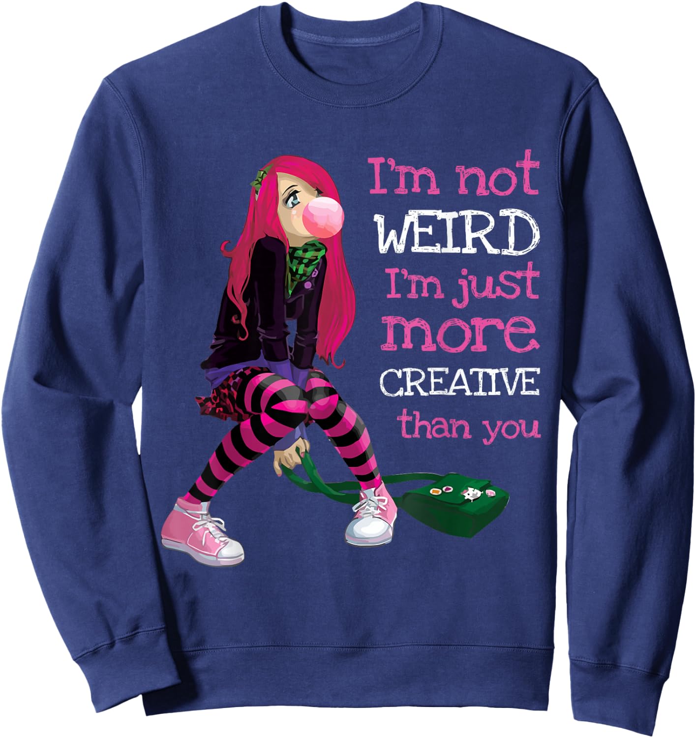 Kawaii Anime Girl Kawaii Clothes Anime Clothing Goth Girl Sweatshirt - Sweatshirt | Navy