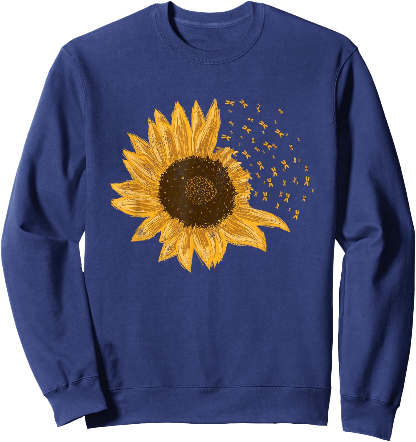 Sunflower Dragonflies Sunflower Summer Rustic Men Women Girls Kids Sweatshirt - Sweatshirt | Navy