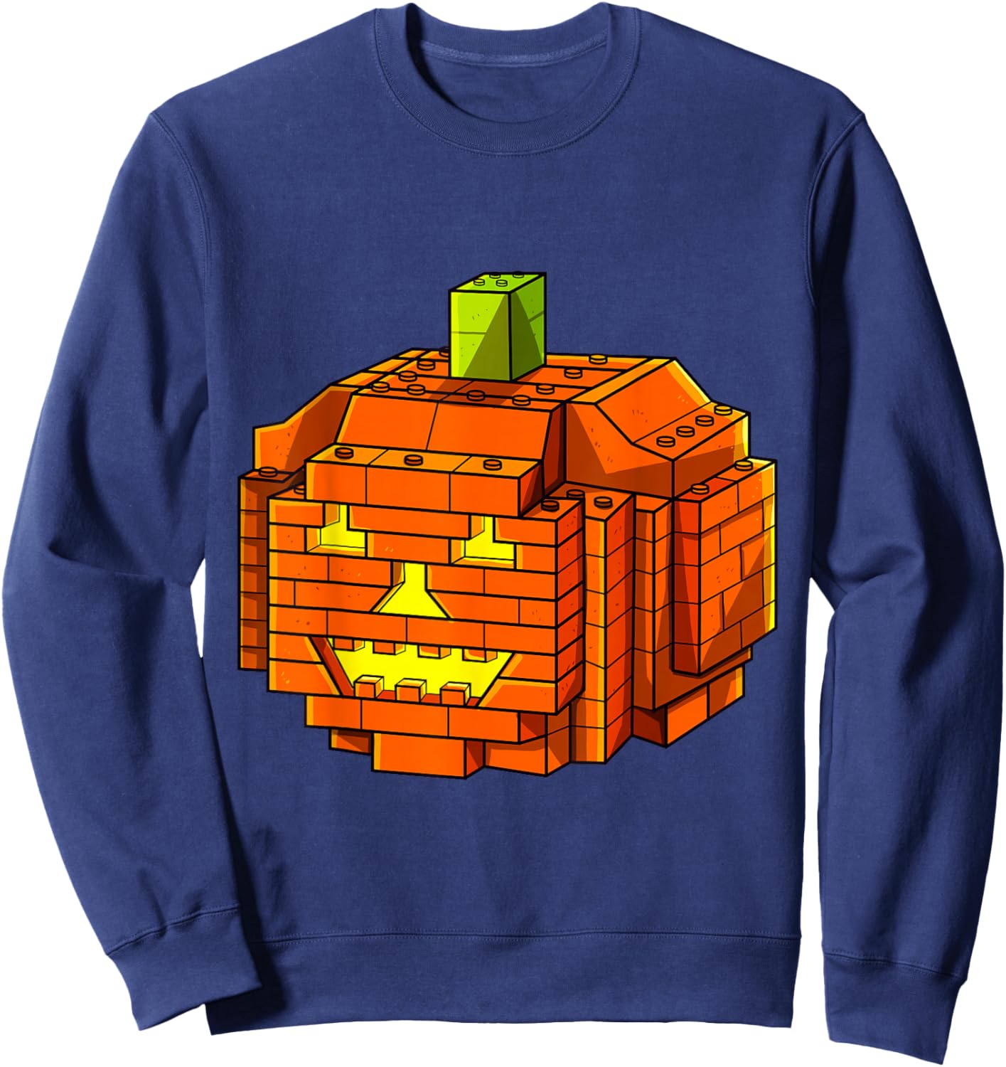 Halloween Building Brick Pumpkin JackoLantern Master Builder Sweatshirt - Sweatshirt | Navy