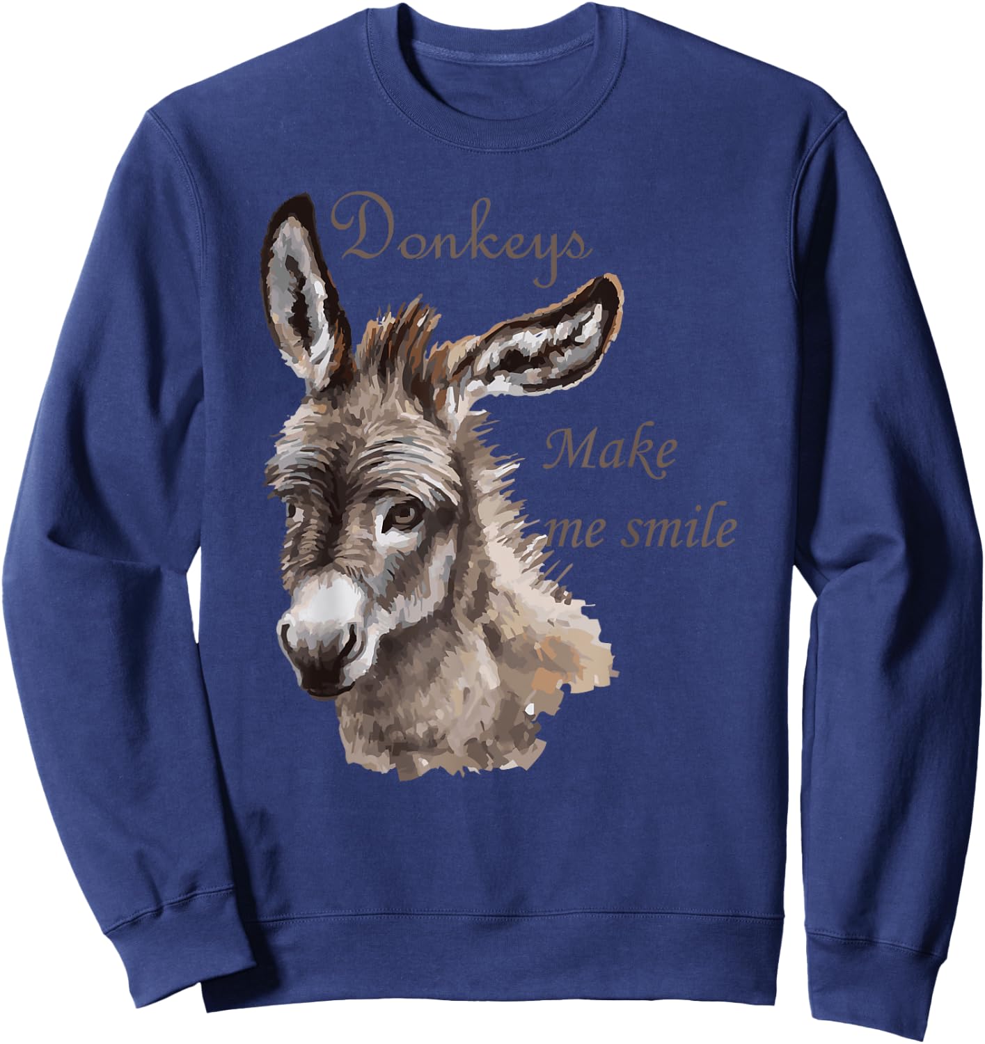Donkeys Make Me Smile Cute Miniature DonkeyTail Lovers Sweatshirt - Sweatshirt | Navy