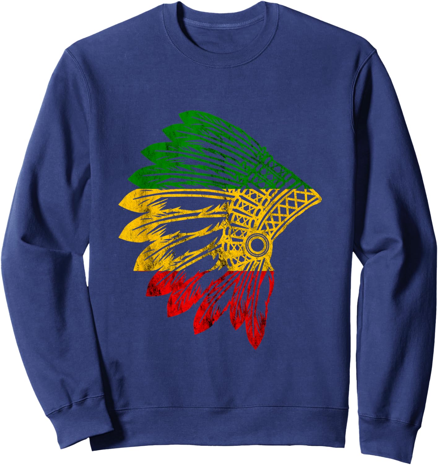 Rasta Reggae Indian Chief Costume Hippie Rastafari Sweatshirt - Sweatshirt | Navy