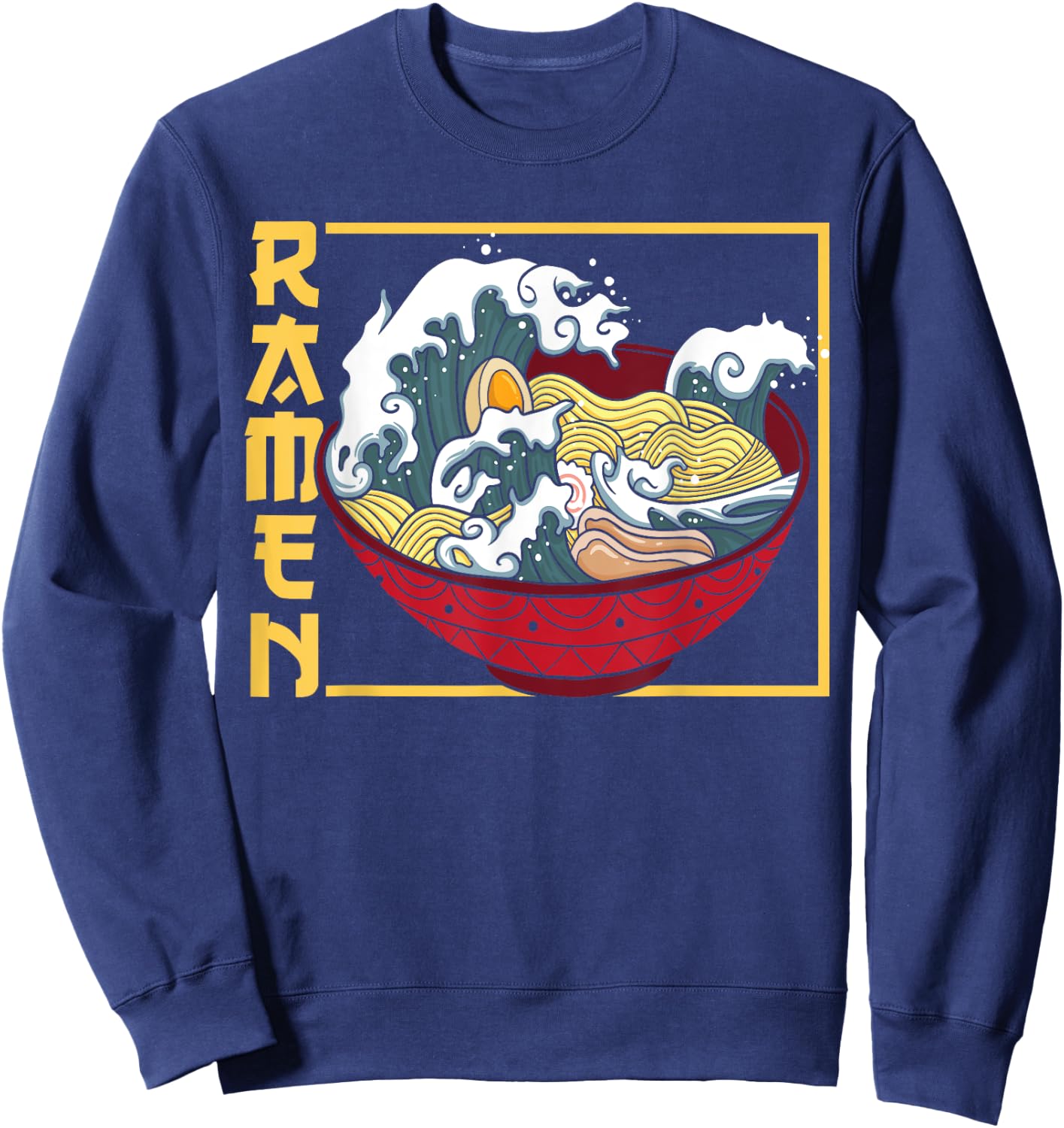 The Great Wave Off Kanagawa Ramen Eater Japanese Noodle Soup Sweatshirt - Sweatshirt | Navy