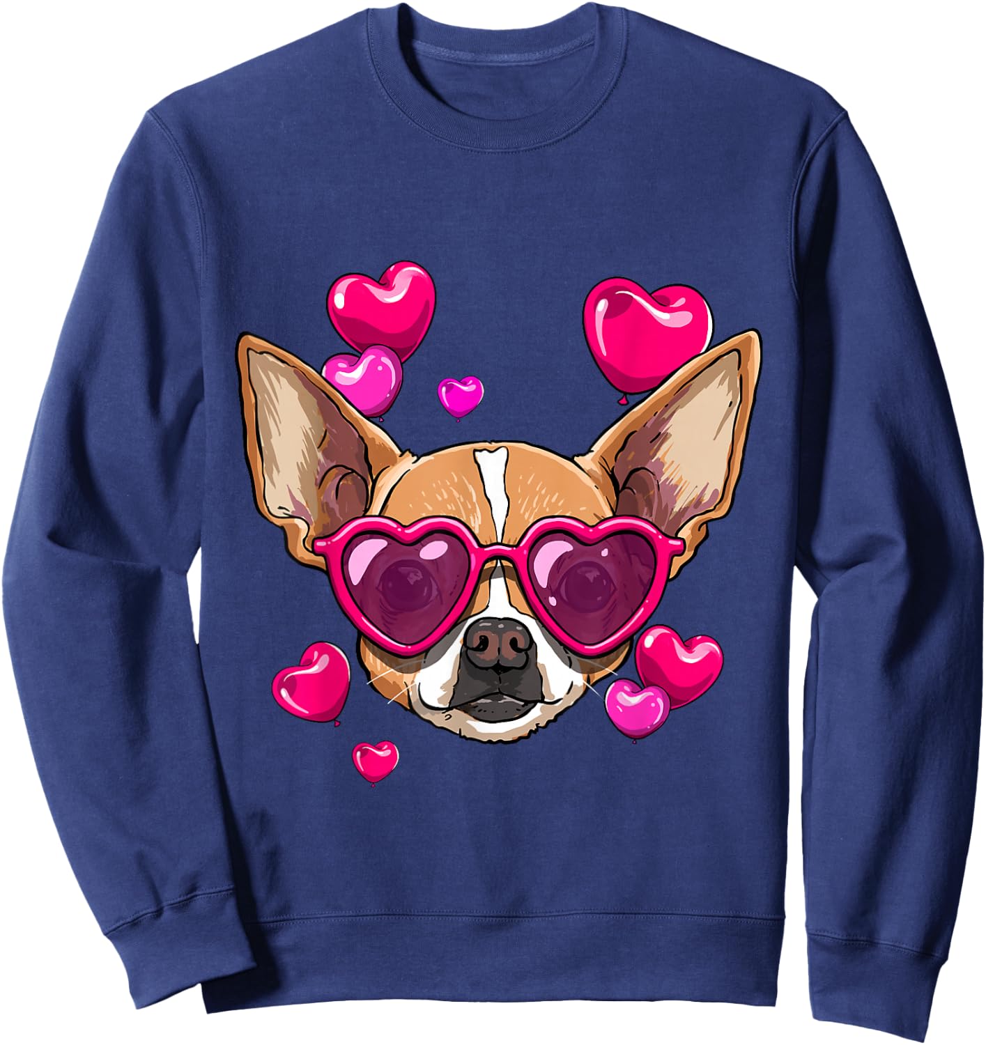 Valentines Chihuahua Dog Face Chihuahua Lover Owner Sweatshirt - Sweatshirt | Navy