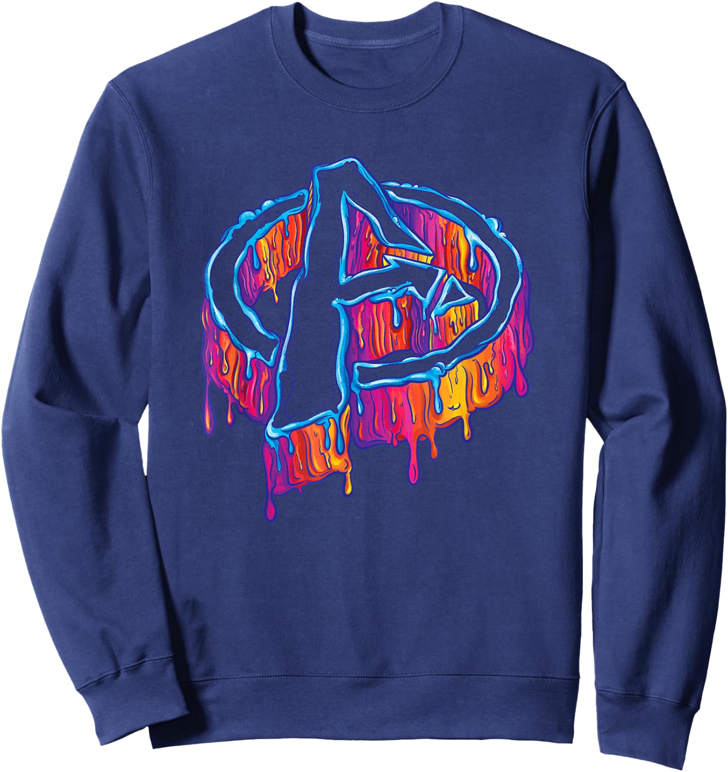 Marvel Avengers A Logo Melting Paint Drip Sweatshirt - Sweatshirt | Navy