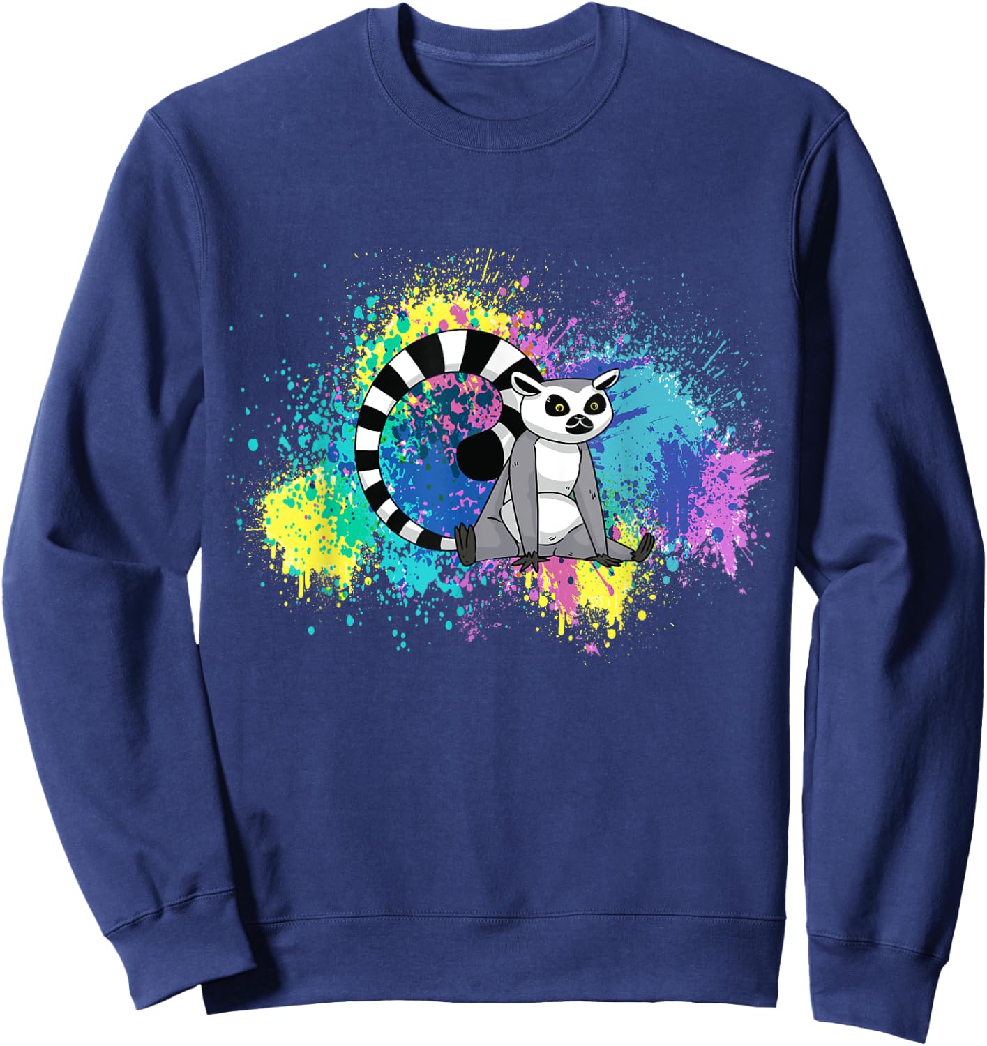 Lemur Funny Lemur Lover Abstract Color Madagascar Animal Sweatshirt - Sweatshirt | Navy