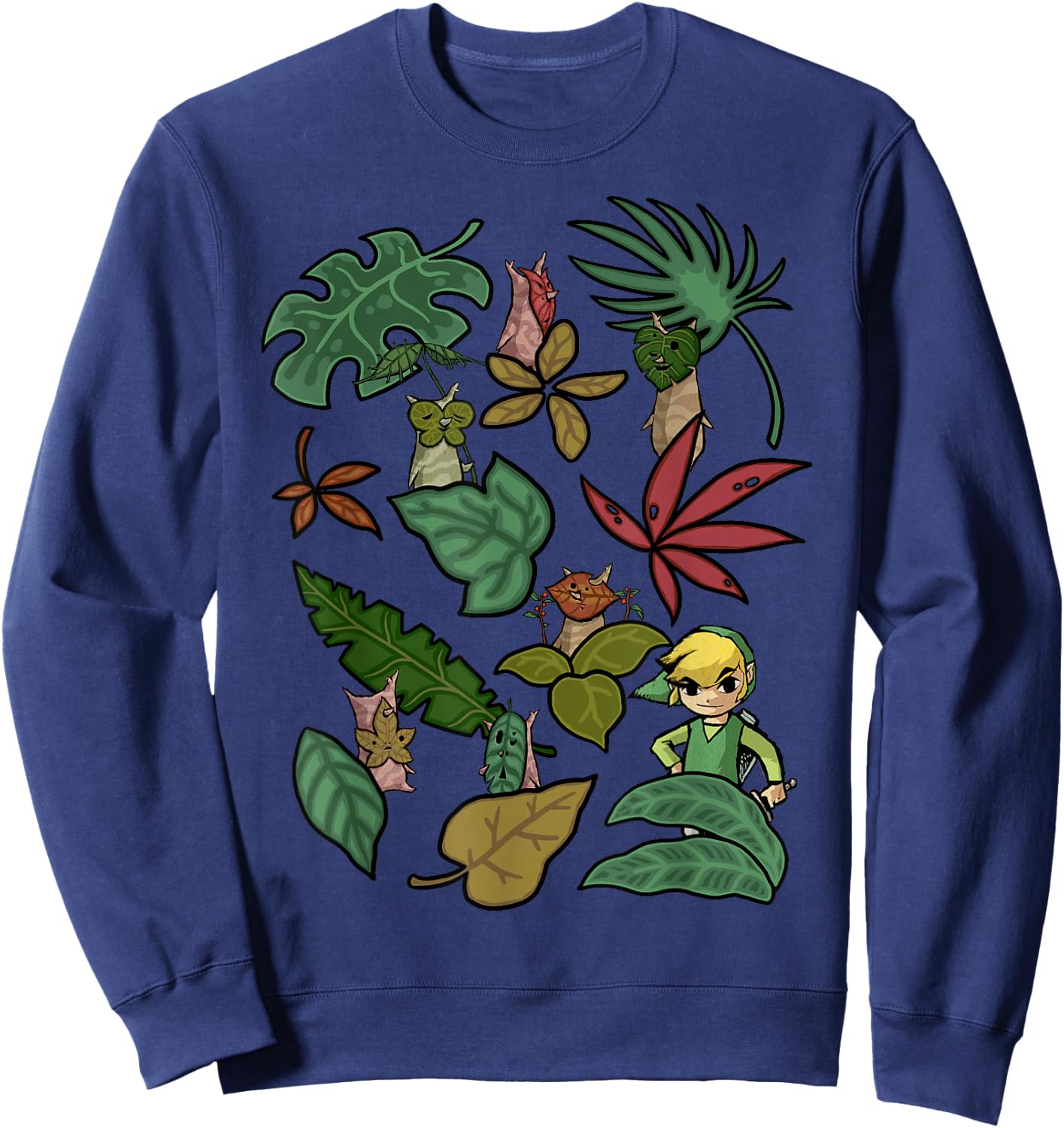The Legend of Zelda: The Wind Waker Link Plant Life Jumble Sweatshirt - Sweatshirt | Navy