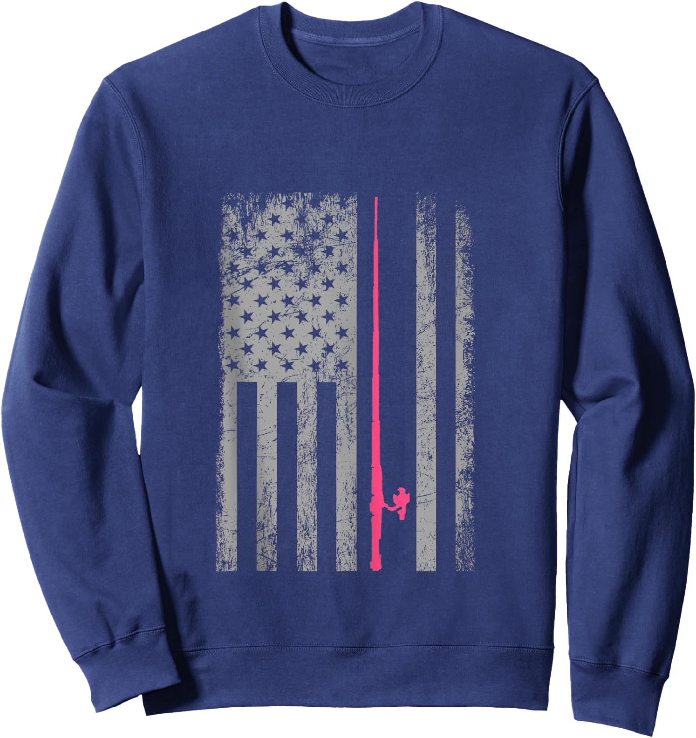 Pink Camo American Flag Fishing Shirt Women Bass Fishing Sweatshirt - Sweatshirt | Navy