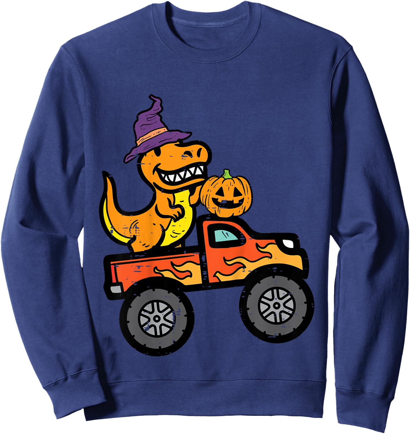 Kids Halloween Monster Truck Dino Trex Costume Boys Kids Toddler Sweatshirt - Sweatshirt | Navy