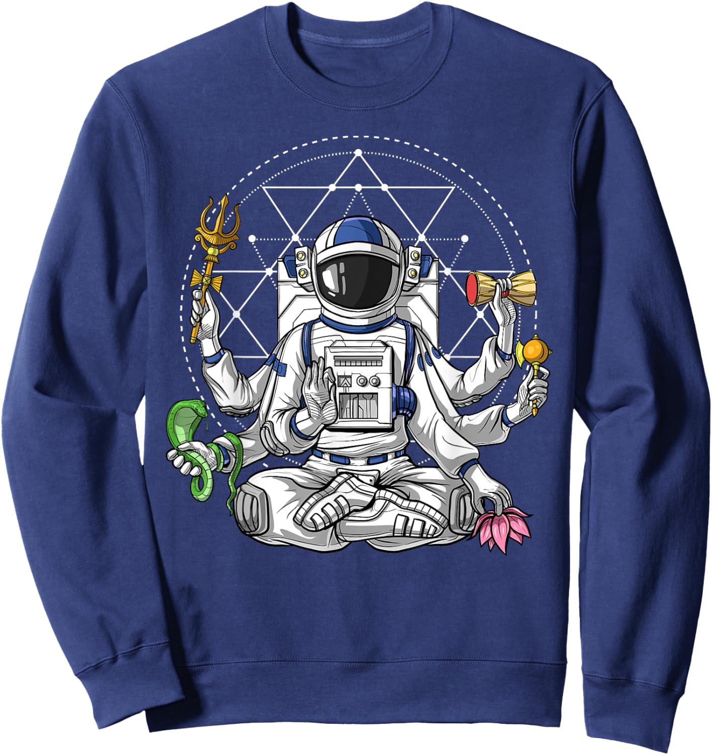 Psychedelic Astronaut Shiva Hindu God Spiritual Meditation Sweatshirt - Sweatshirt | Navy