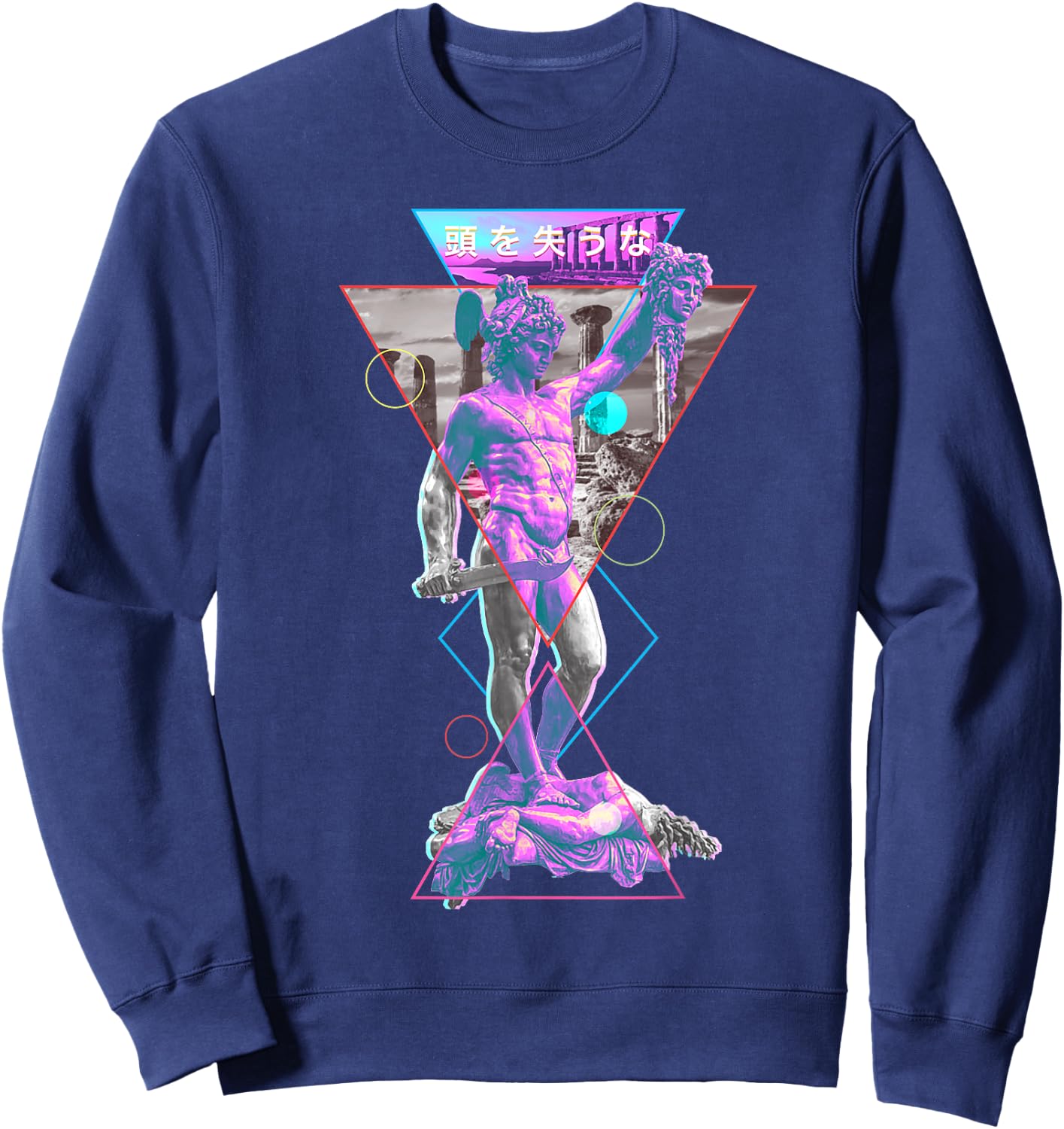 Perseus and Medusa Vaporwave Aesthetic 1980s Art Japanese Sweatshirt - Sweatshirt | Navy