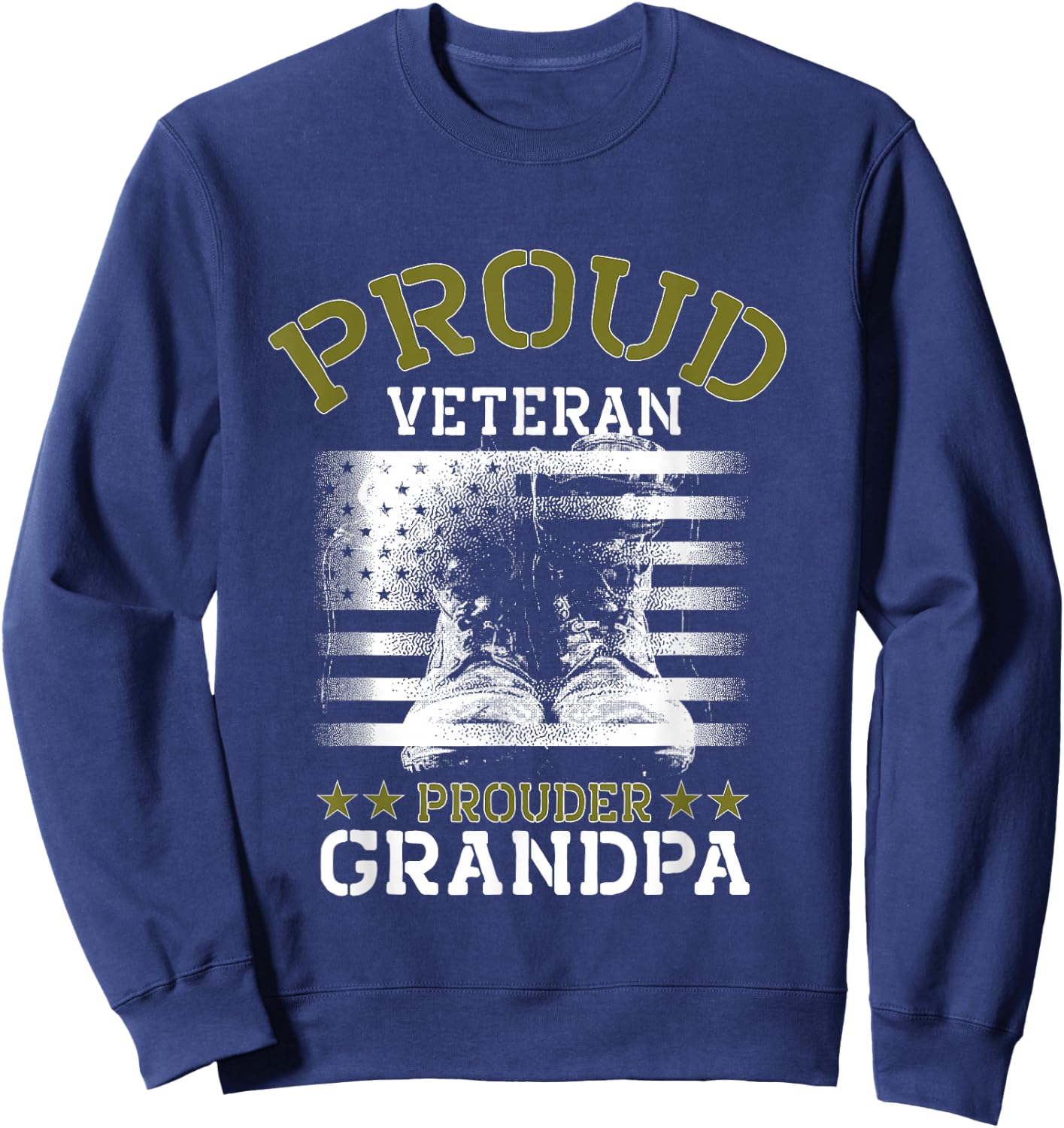 Grandpa Proud Veteran - Grandpa Veteran Grandfather Gift Sweatshirt - Sweatshirt | Navy