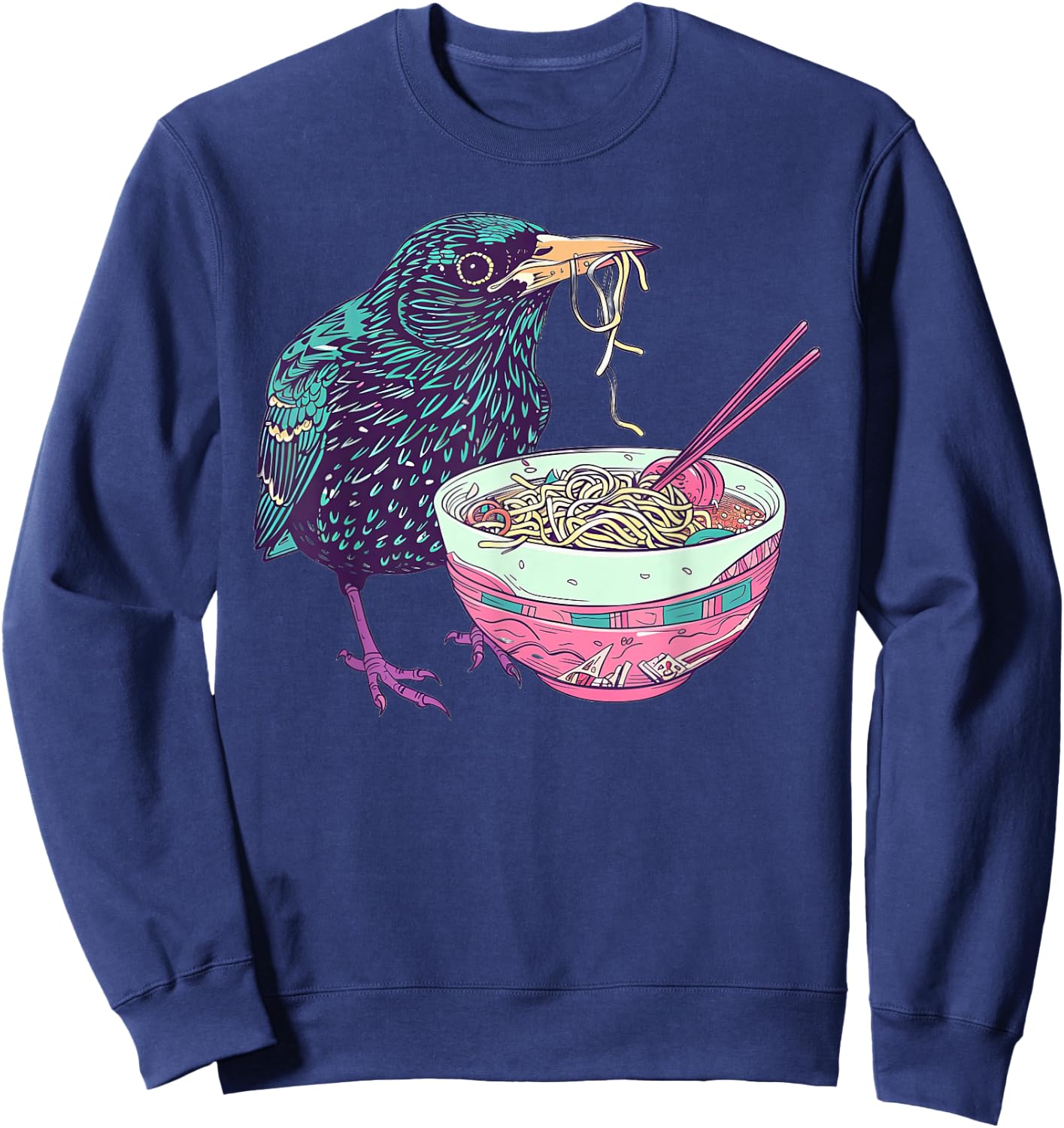 Starling Eating Ramen Sweatshirt - Sweatshirt | Navy