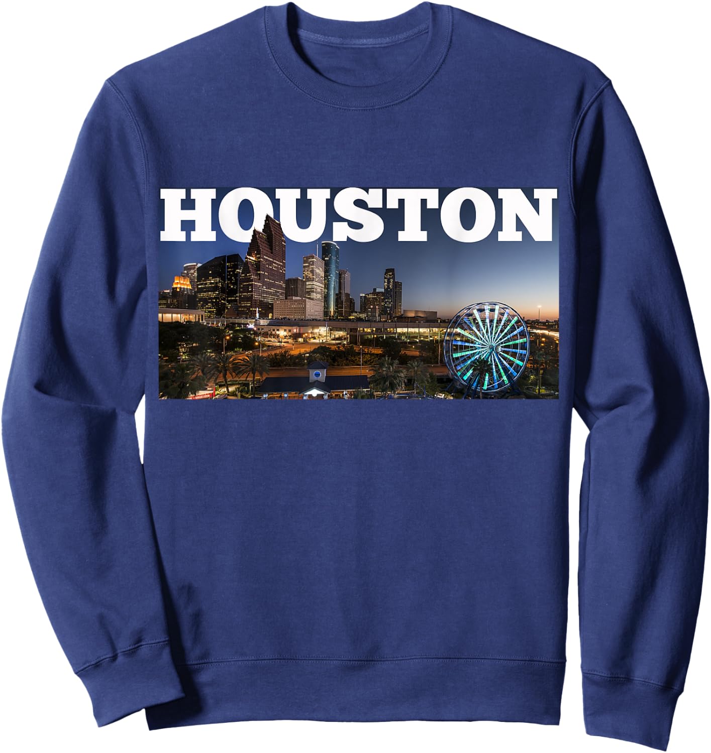 Houston City Skyline - Downtown Cityscape Photo Souvenir Sweatshirt - Sweatshirt | Navy