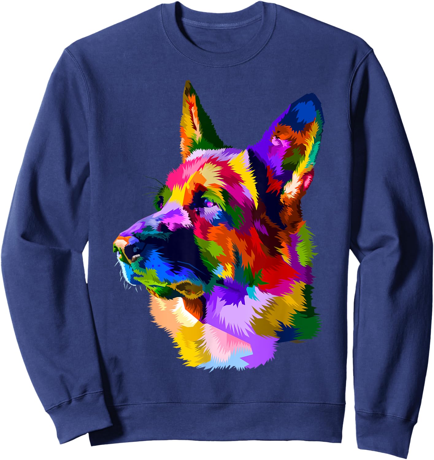 German Shepherd Shop Colorful German Shepherd Dog Owner Multicolor Graphic Sweatshirt - Sweatshirt | Navy