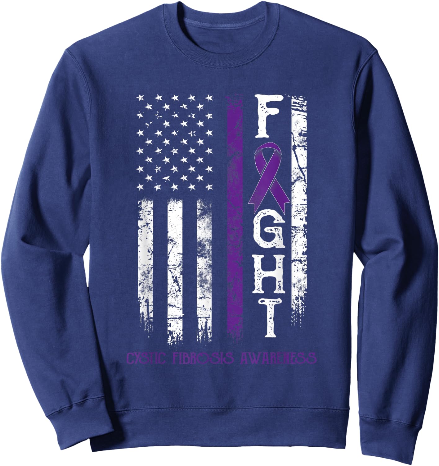 Cystic Fibrosis Warrior US Flag Sweatshirt - Sweatshirt | Navy