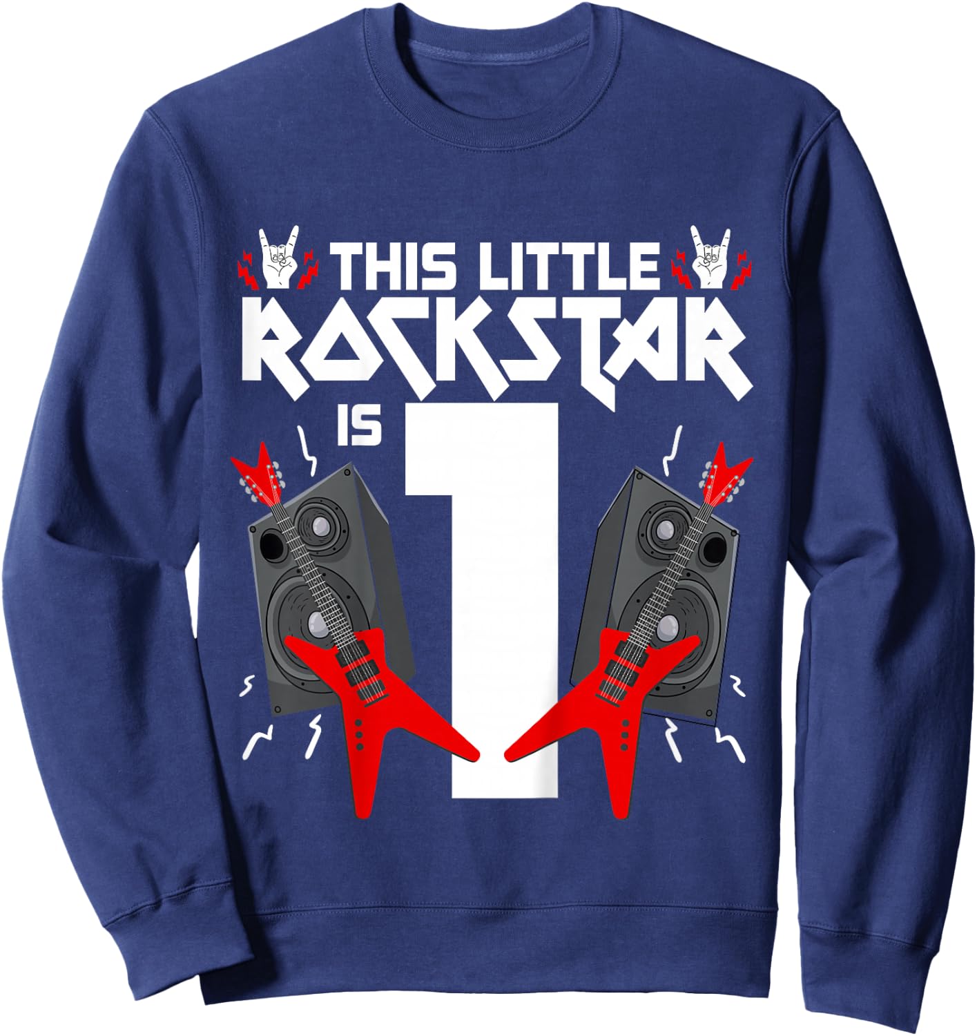 1 Year Old Rock and Roll Star Birthday Party Guitar 1st Gift Sweatshirt - Sweatshirt | Navy
