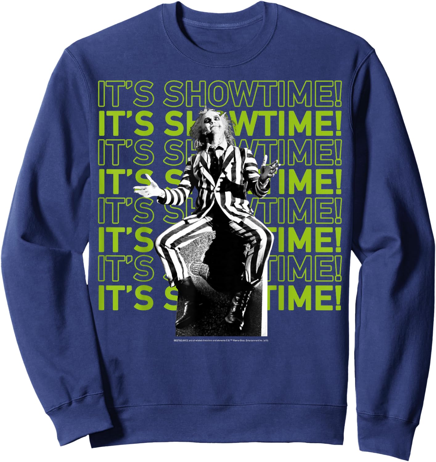 Beetlejuice It's Showtime Text Stack Sweatshirt - Sweatshirt | Navy