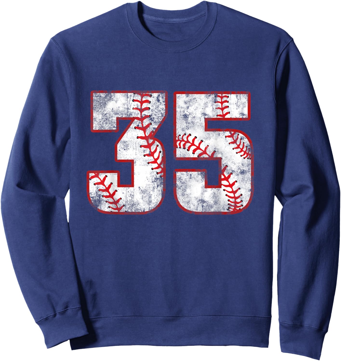 Vintage Baseball 35 Jersey Number Sweatshirt - Sweatshirt | Navy