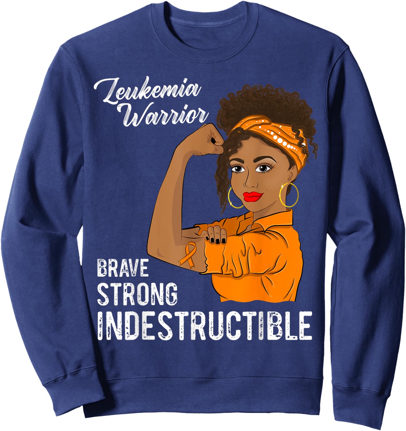 Leukemia Warrior Indestructible Cancer Survivor Awareness Sweatshirt - Sweatshirt | Navy