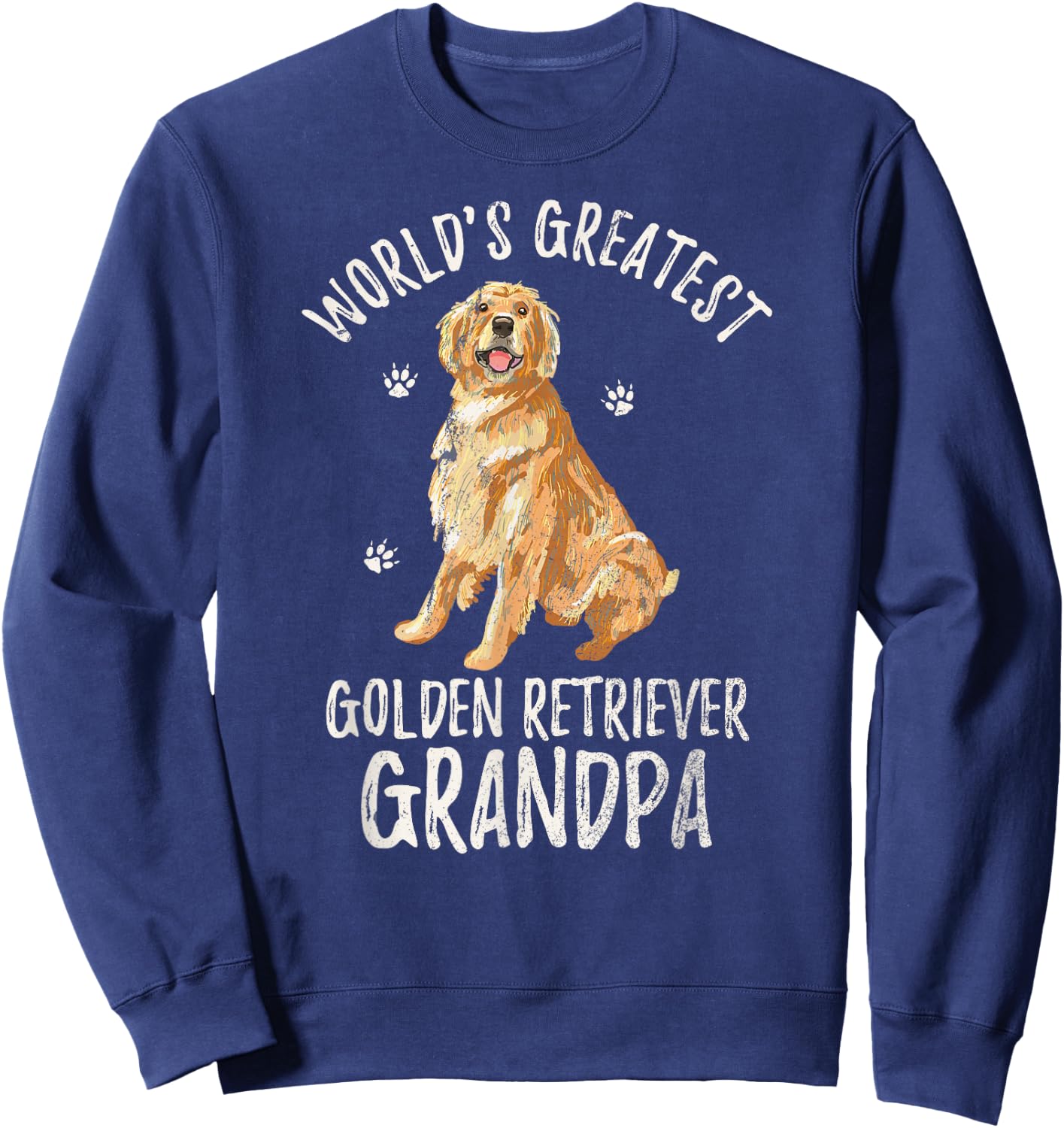 World's Greatest Golden Retriever Grandpa Funny Dog Lover Sweatshirt - Sweatshirt | Navy