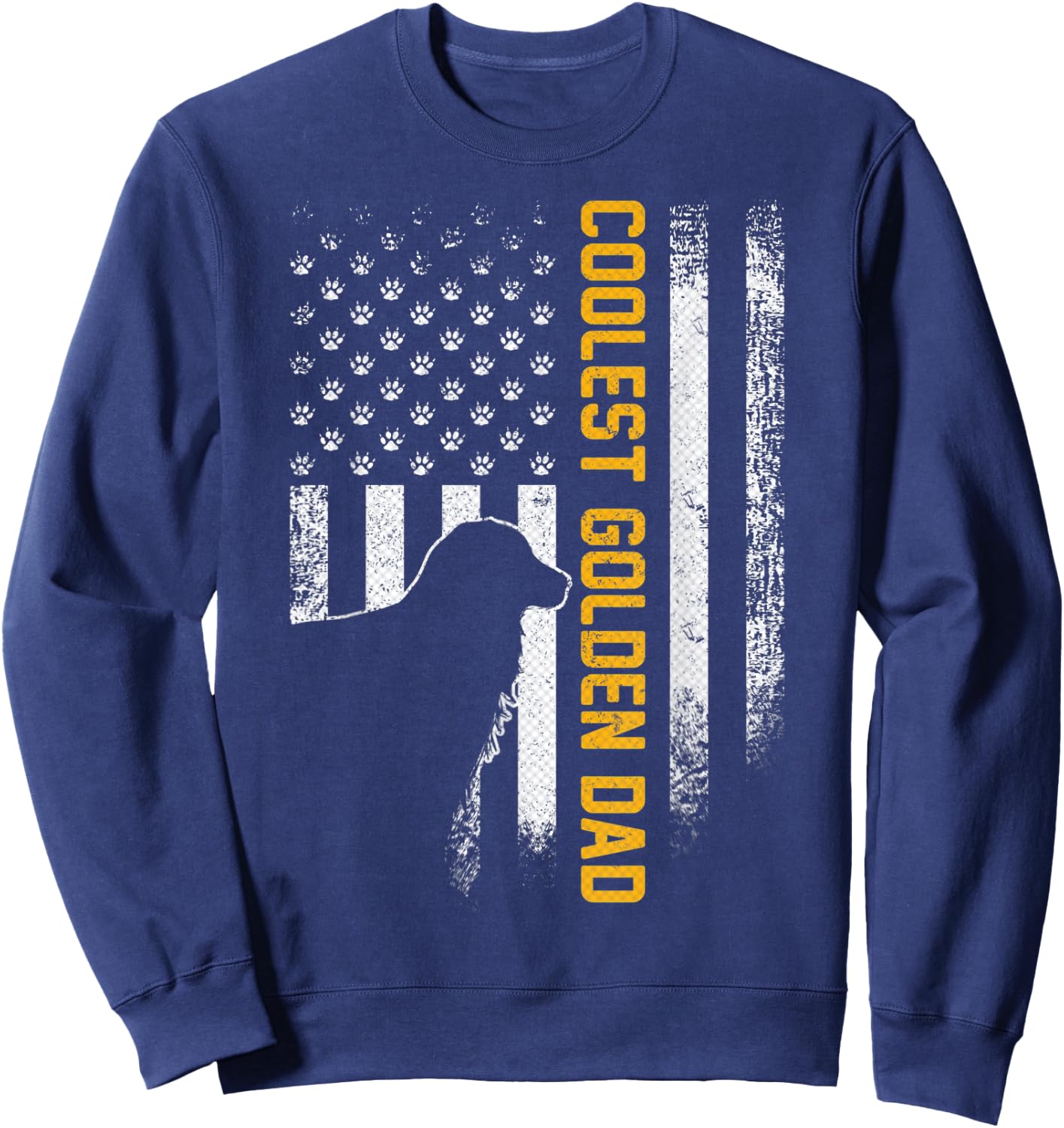 Vintage USA American Flag Coolest Golden Retriever Dad Funny Men Sweatshirt - Sweatshirt | Navy