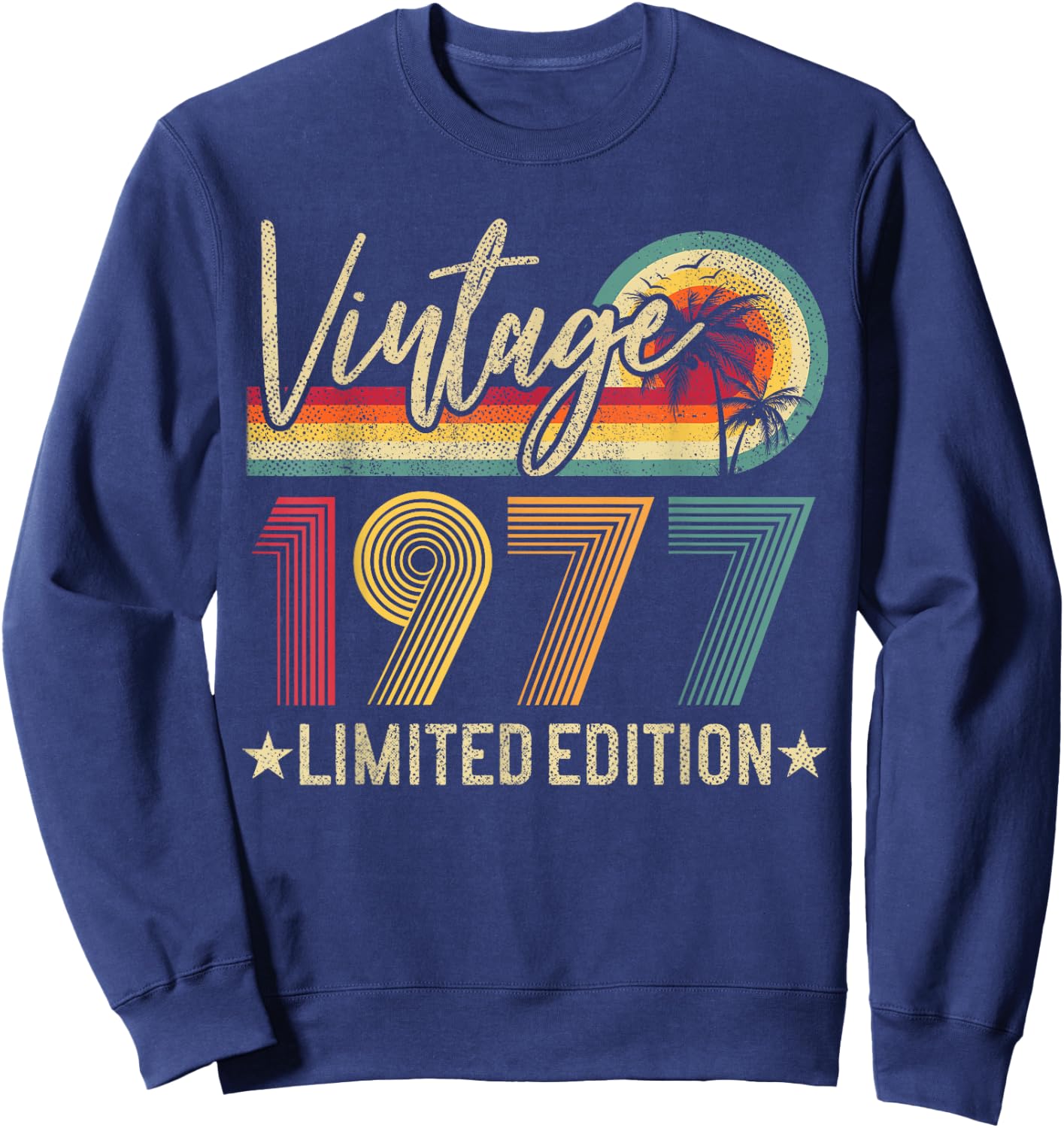 48th Birthday Vintage 1977 Men Women 48 Years Old Retro Sweatshirt - Sweatshirt | Navy