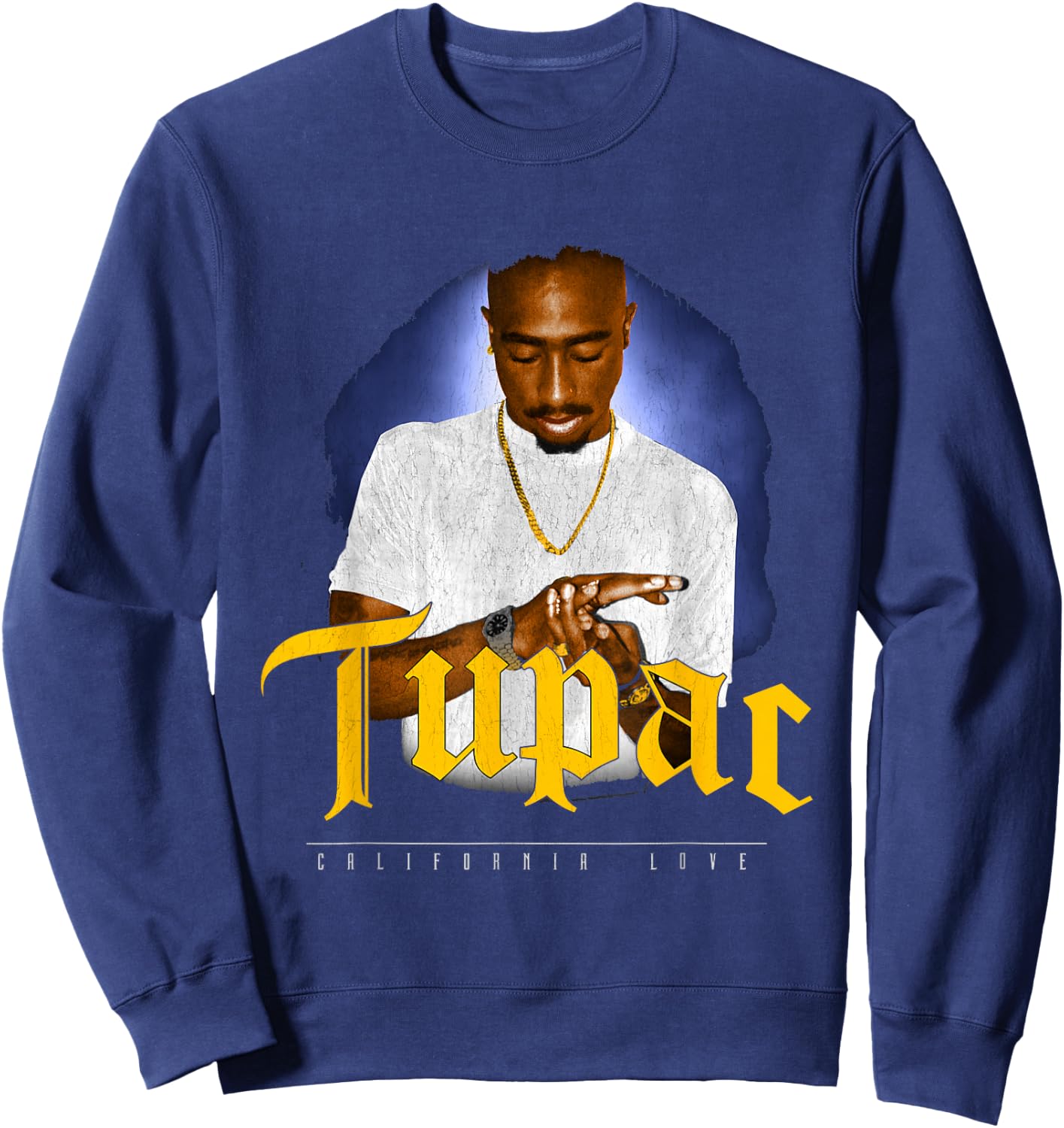 Official Tupac 247 Hands Down Logo Sweatshirt - Sweatshirt | Navy