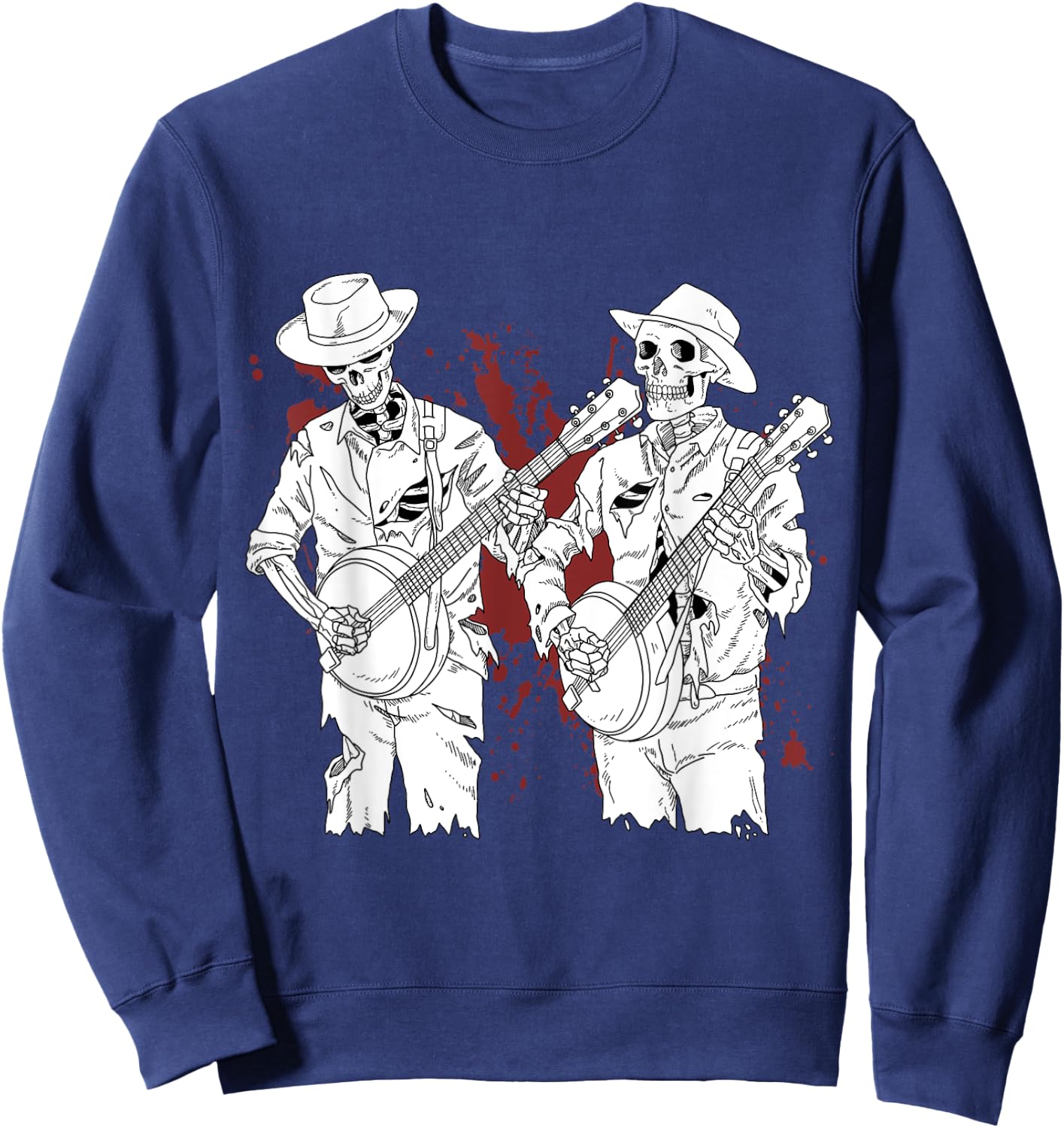 Banjo Scary Banjo Gifts Skeleton Bluegrass Sweatshirt - Sweatshirt | Navy