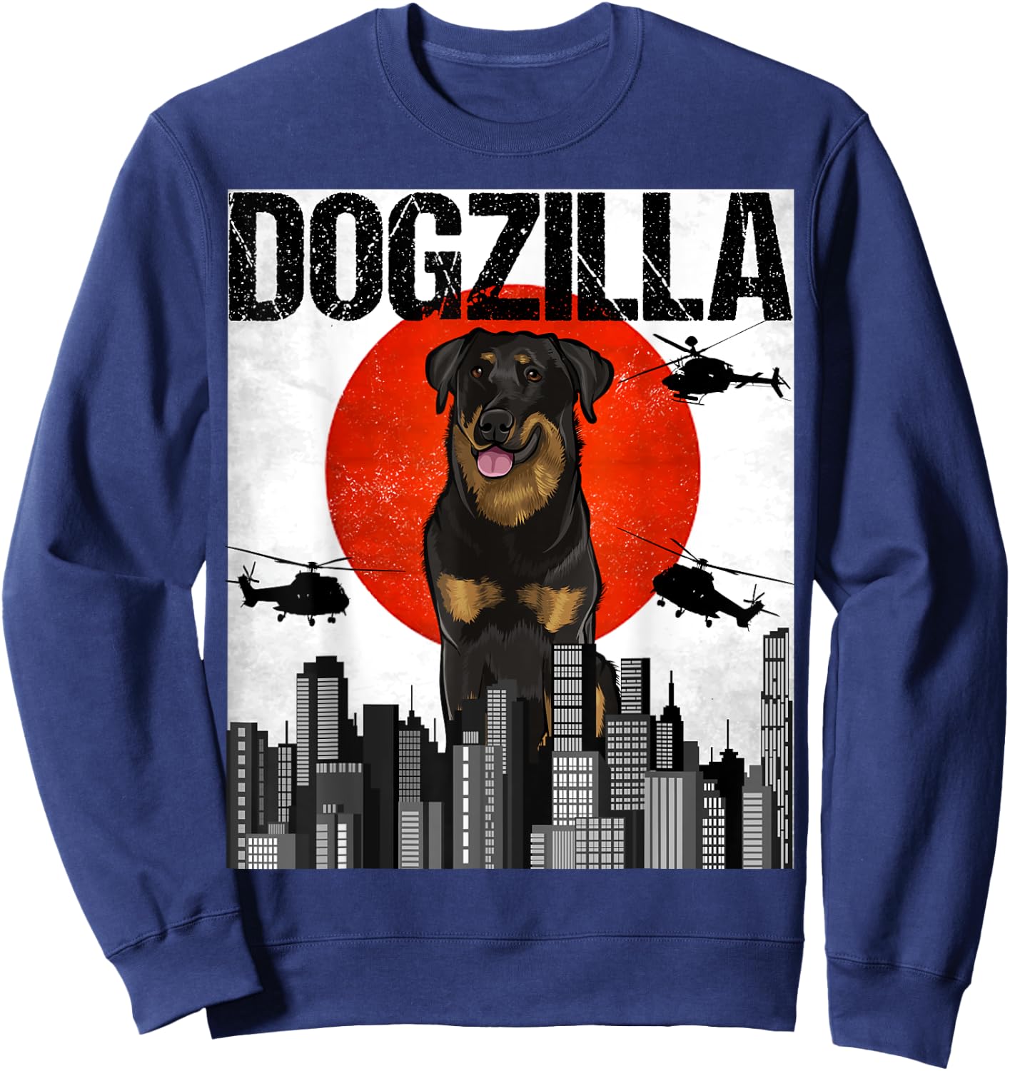 Funny Vintage Japanese Dogzilla Beauceron Sweatshirt - Sweatshirt | Navy